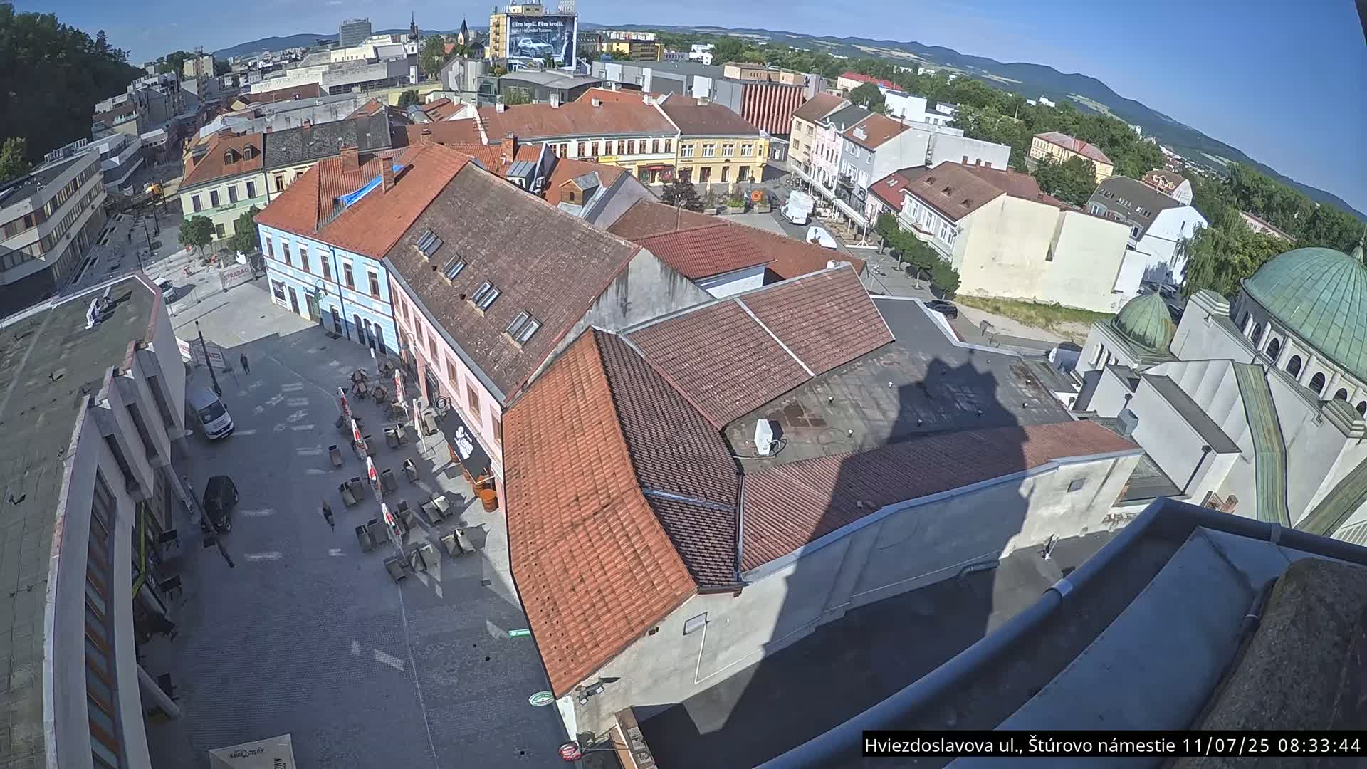 Trenčín Hviezdoslavova ul. Street &. Štúrovo Námestie Square West View Skyline Live Cam -  Trencin, Okres Trencin, Slovakia
