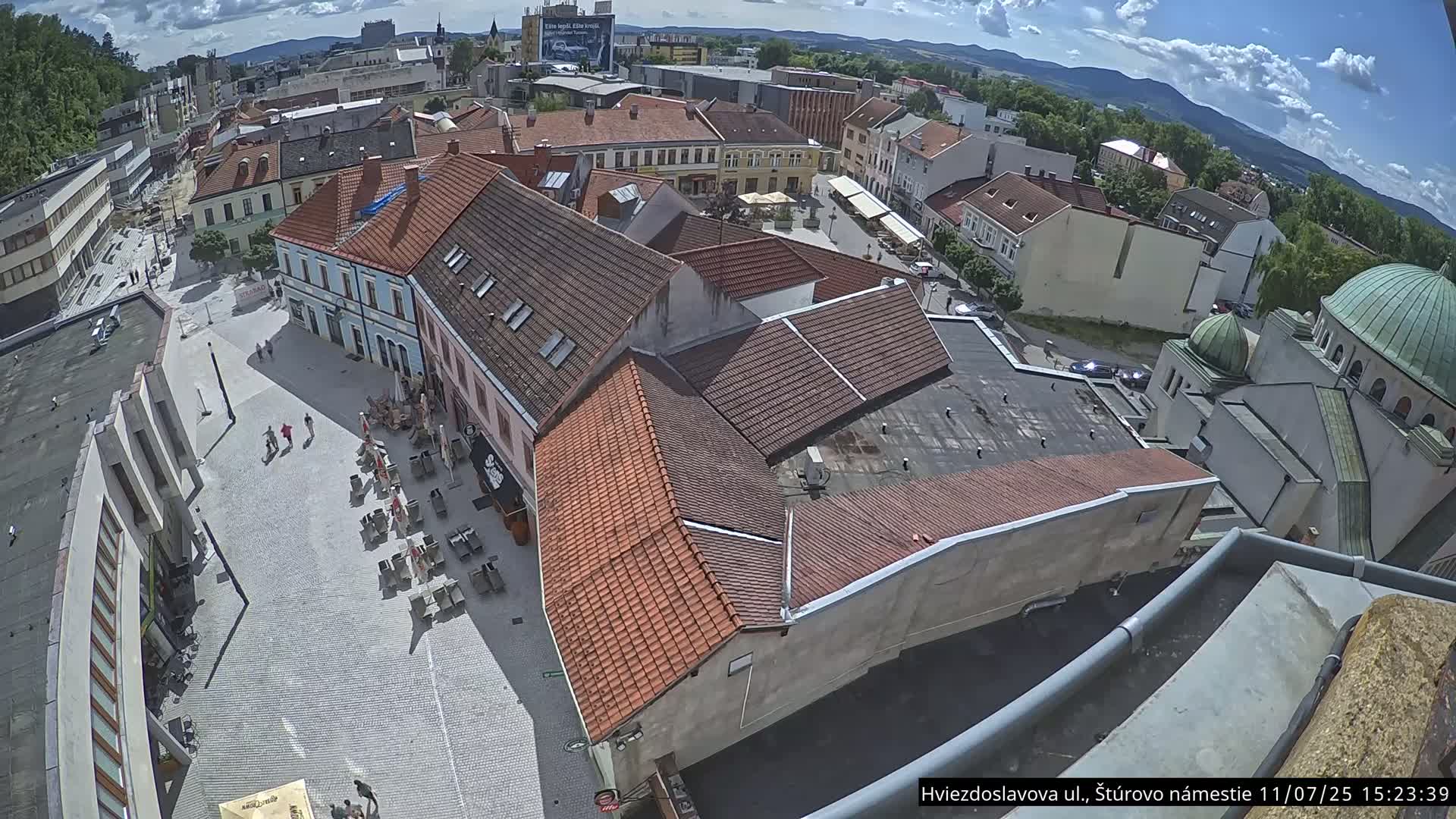 Trenčín Hviezdoslavova ul. Street &. Štúrovo Námestie Square West View Skyline Live Cam -  Trencin, Okres Trencin, Slovakia