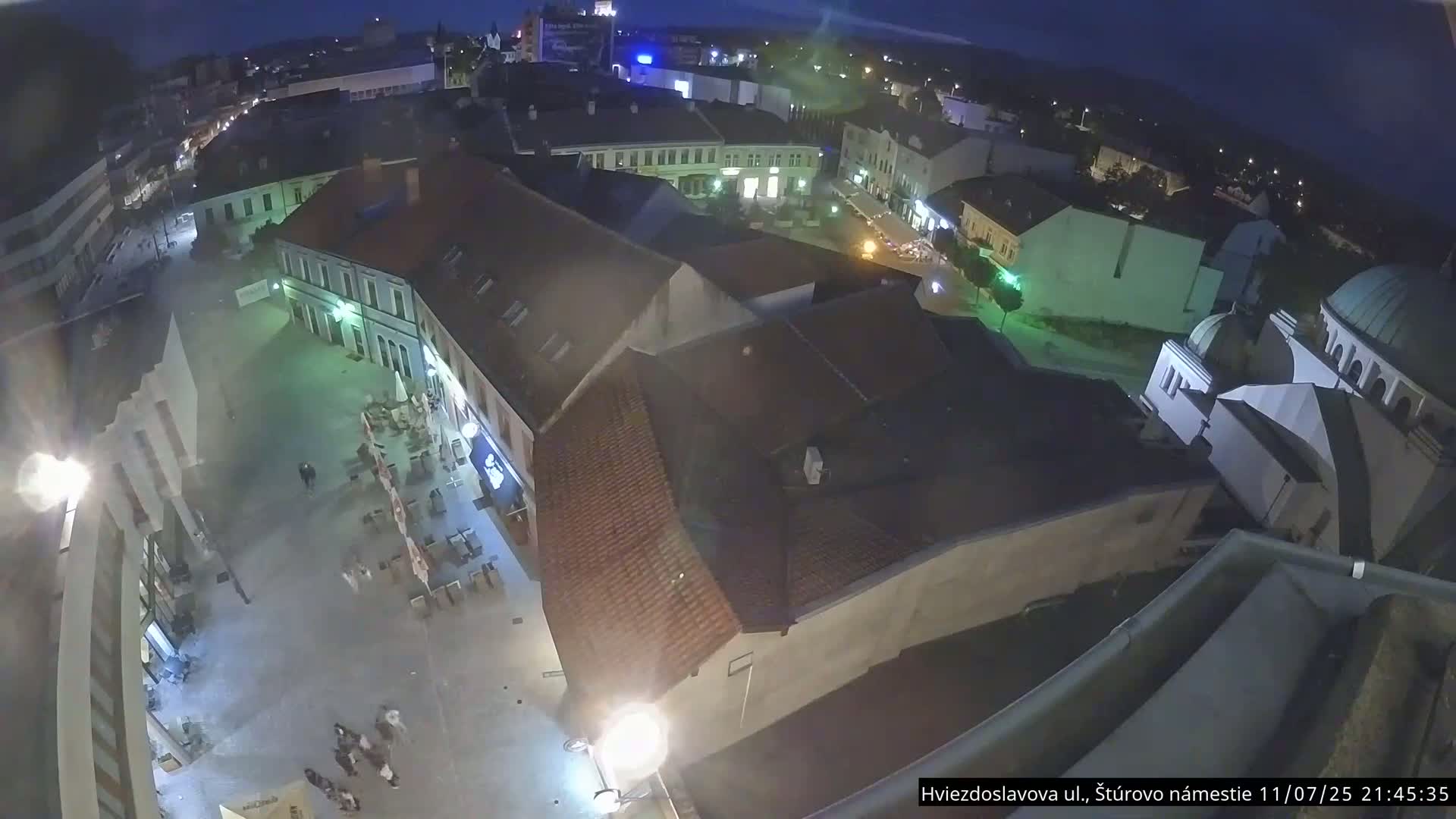 Trenčín Hviezdoslavova ul. Street &. Štúrovo Námestie Square West View Skyline Live Cam -  Trencin, Okres Trencin, Slovakia