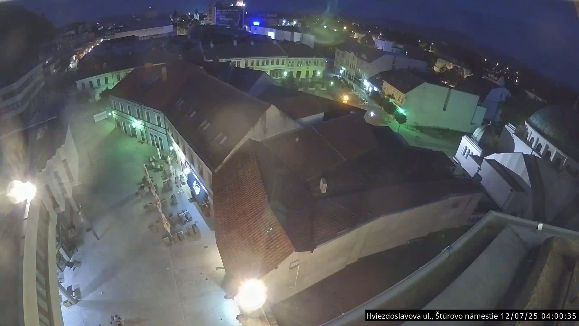 Trenčín Hviezdoslavova ul. Street &. Štúrovo Námestie Square West View Skyline Live Cam -  Trencin, Okres Trencin, Slovakia