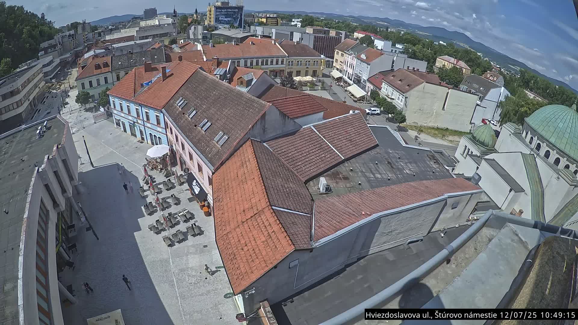 Trenčín Hviezdoslavova ul. Street &. Štúrovo Námestie Square West View Skyline Live Cam -  Trencin, Okres Trencin, Slovakia