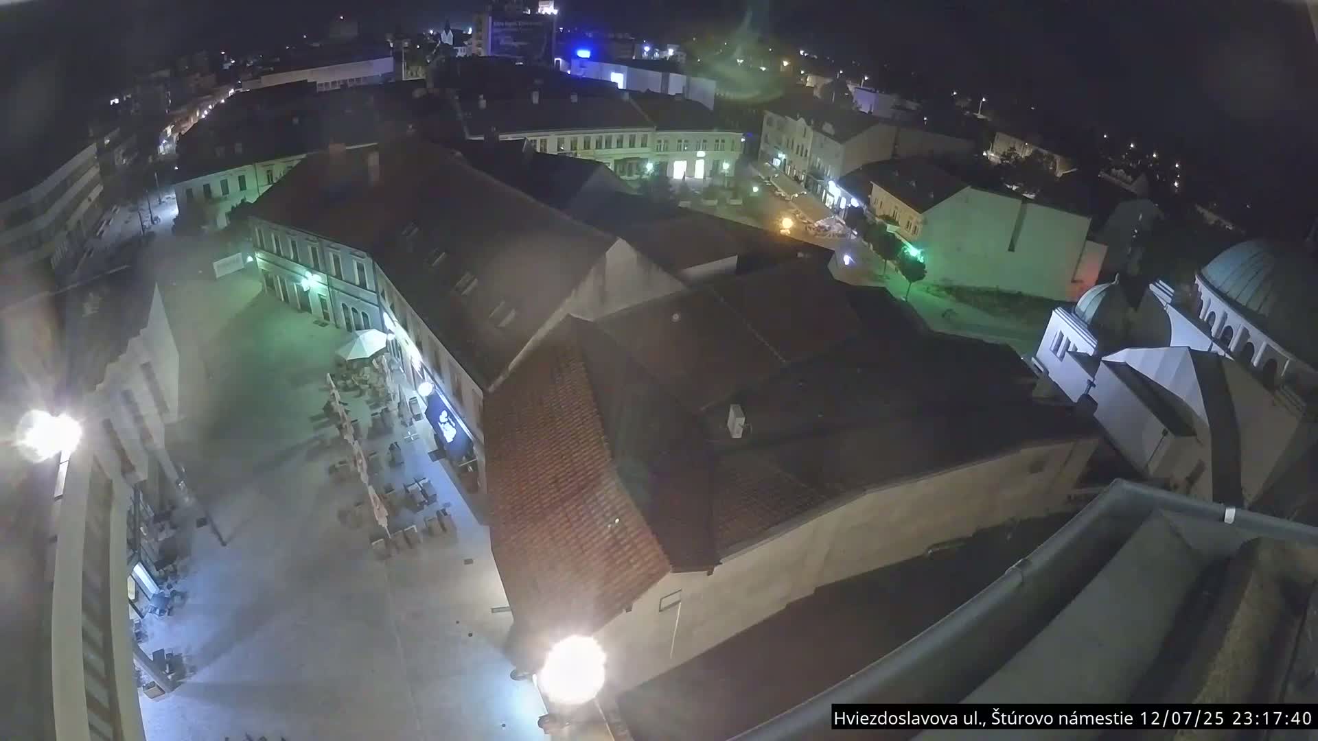 Trenčín Hviezdoslavova ul. Street &. Štúrovo Námestie Square West View Skyline Live Cam -  Trencin, Okres Trencin, Slovakia