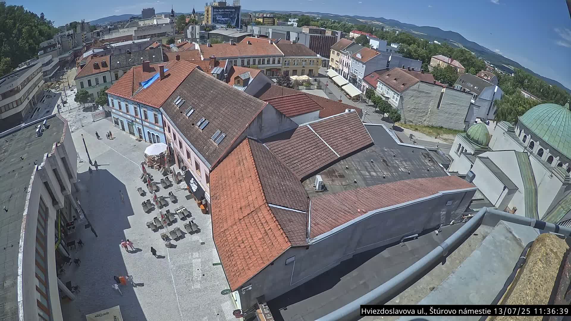 Trenčín Hviezdoslavova ul. Street &. Štúrovo Námestie Square West View Skyline Live Cam -  Trencin, Okres Trencin, Slovakia