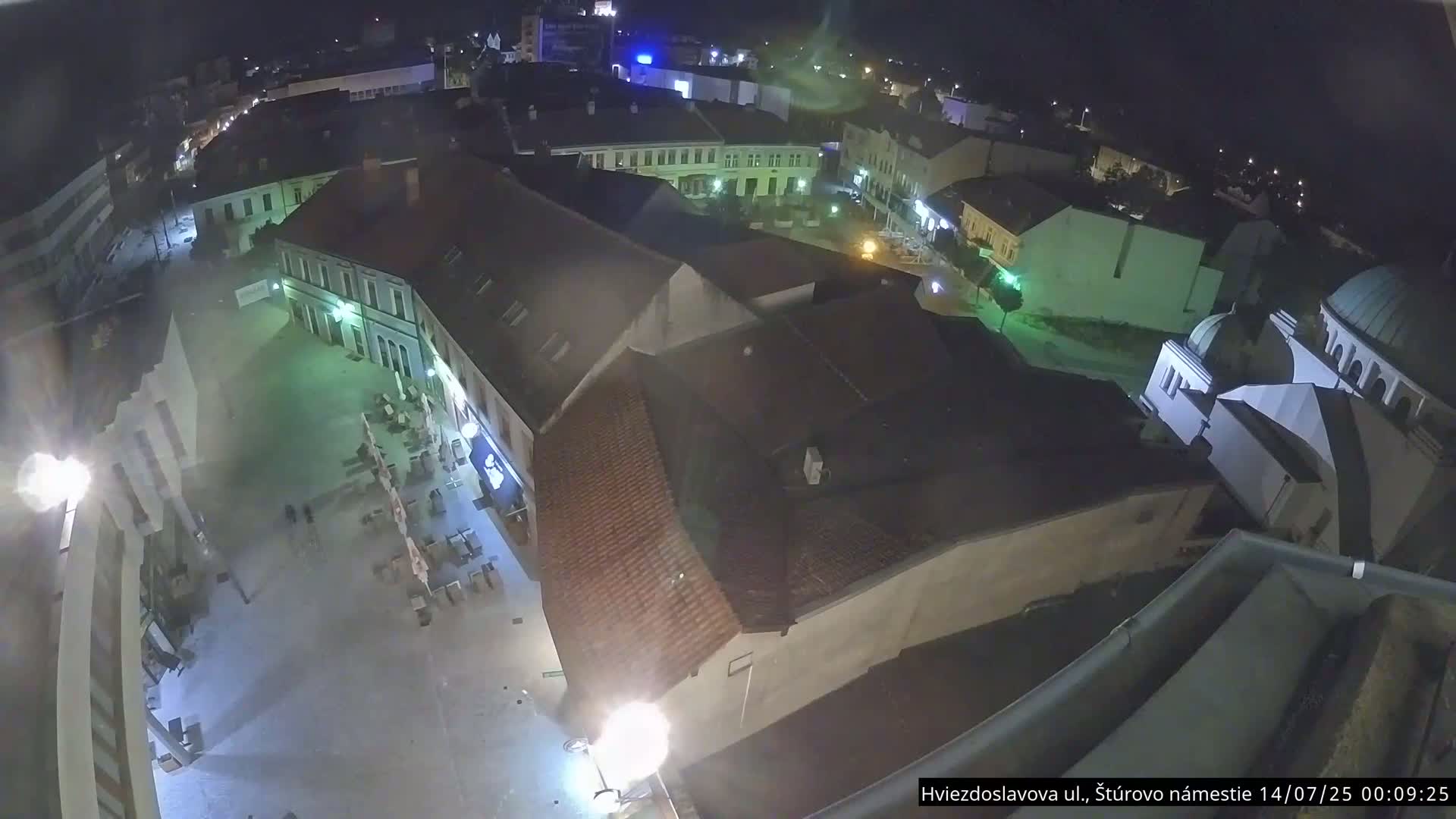 Trenčín Hviezdoslavova ul. Street &. Štúrovo Námestie Square West View Skyline Live Cam -  Trencin, Okres Trencin, Slovakia