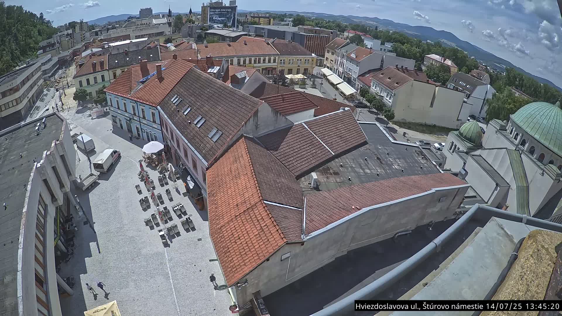 Trenčín Hviezdoslavova ul. Street &. Štúrovo Námestie Square West View Skyline Live Cam -  Trencin, Okres Trencin, Slovakia