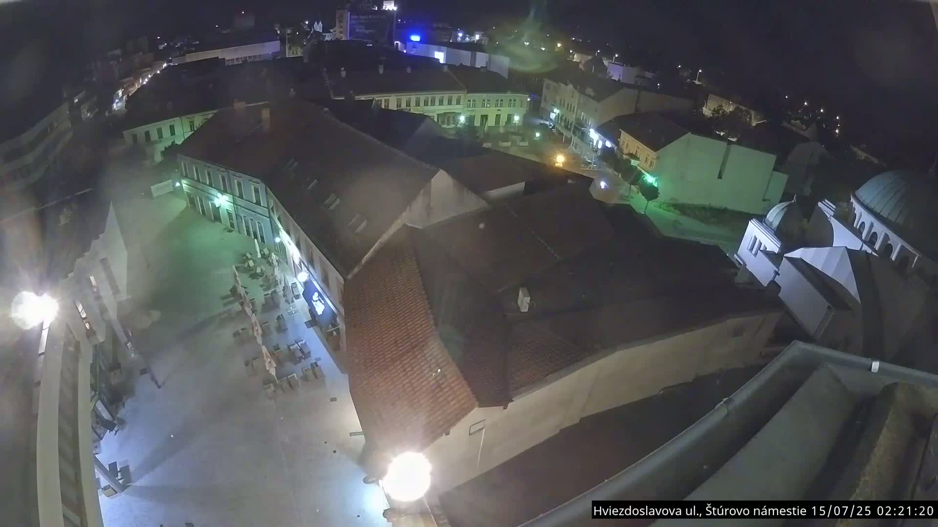 Trenčín Hviezdoslavova ul. Street &. Štúrovo Námestie Square West View Skyline Live Cam -  Trencin, Okres Trencin, Slovakia