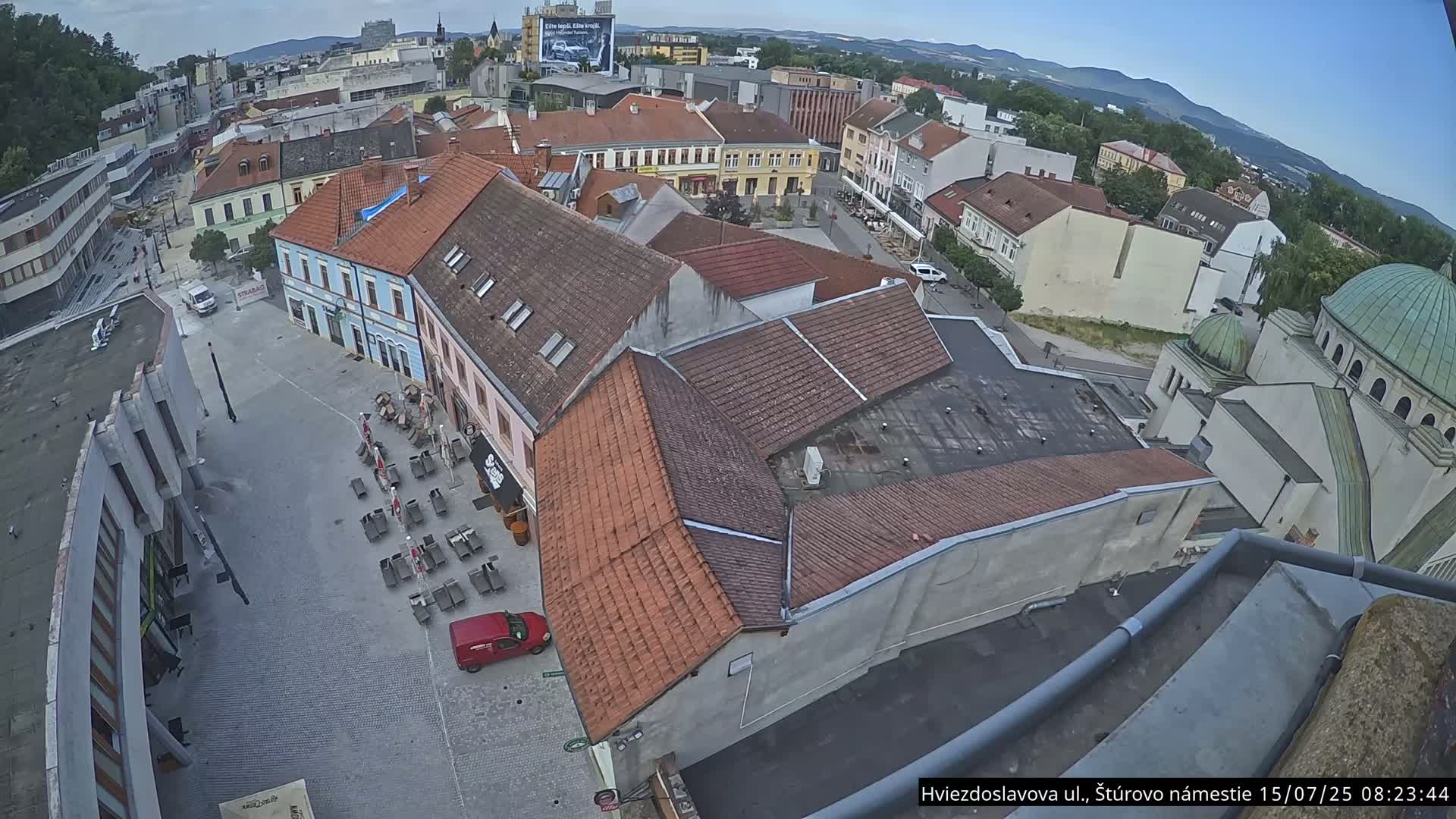 Trenčín Hviezdoslavova ul. Street &. Štúrovo Námestie Square West View Skyline Live Cam -  Trencin, Okres Trencin, Slovakia