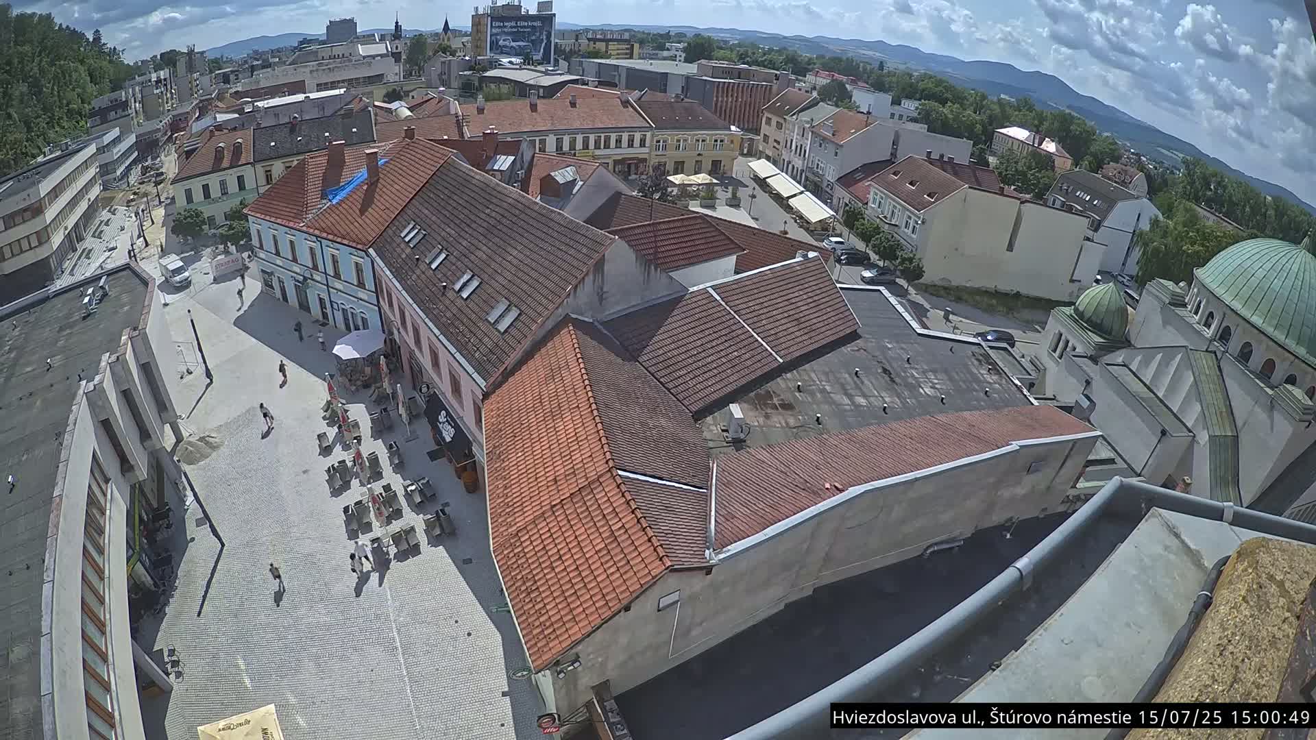 Trenčín Hviezdoslavova ul. Street &. Štúrovo Námestie Square West View Skyline Live Cam -  Trencin, Okres Trencin, Slovakia
