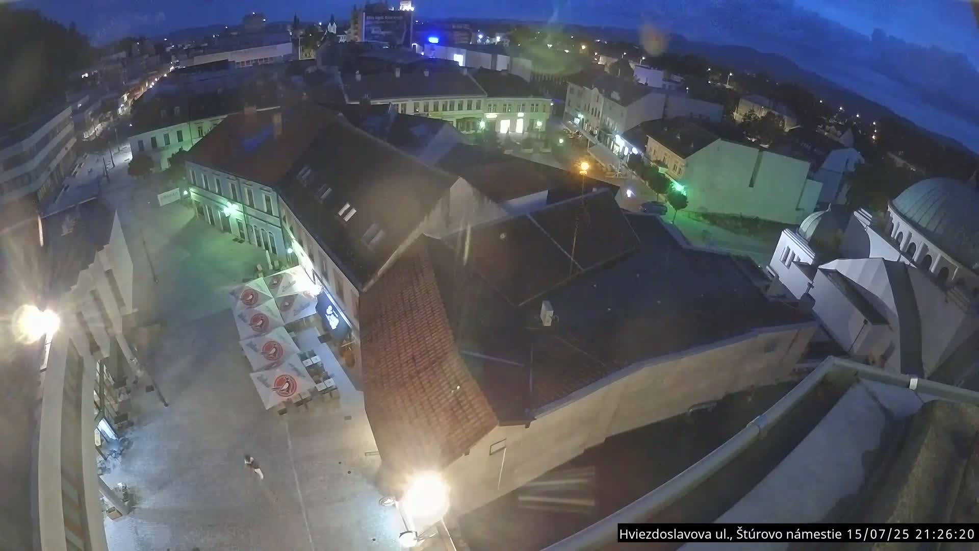 Trenčín Hviezdoslavova ul. Street &. Štúrovo Námestie Square West View Skyline Live Cam -  Trencin, Okres Trencin, Slovakia