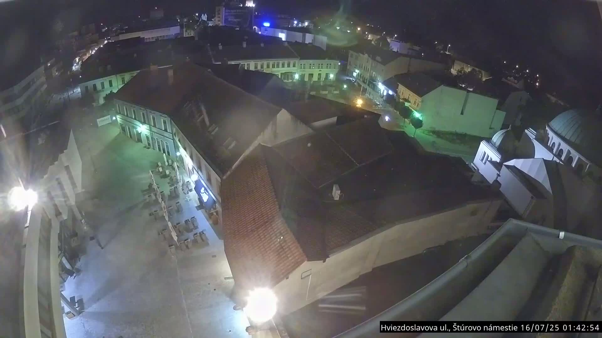 Trenčín Hviezdoslavova ul. Street &. Štúrovo Námestie Square West View Skyline Live Cam -  Trencin, Okres Trencin, Slovakia
