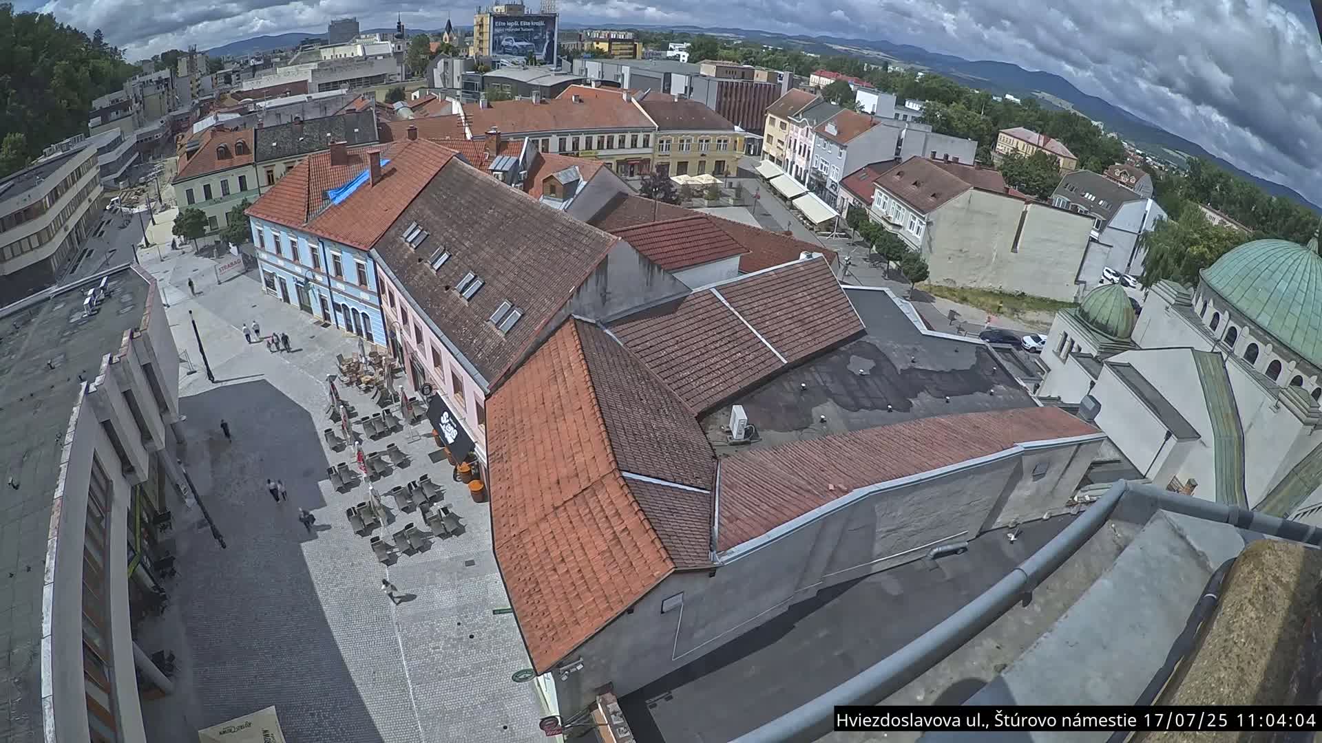 Trenčín Hviezdoslavova ul. Street &. Štúrovo Námestie Square West View Skyline Live Cam -  Trencin, Okres Trencin, Slovakia