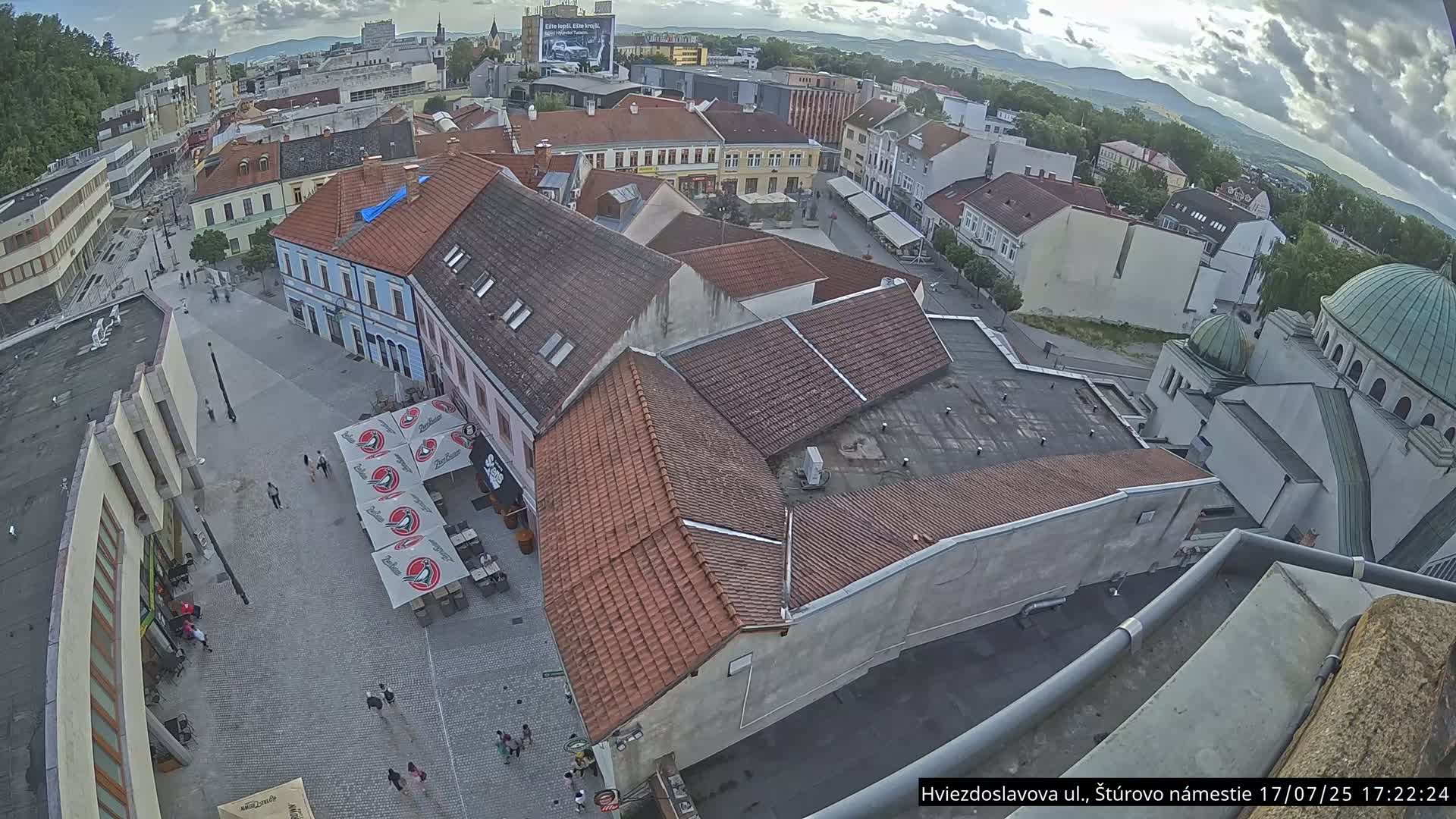 Trenčín Hviezdoslavova ul. Street &. Štúrovo Námestie Square West View Skyline Live Cam -  Trencin, Okres Trencin, Slovakia