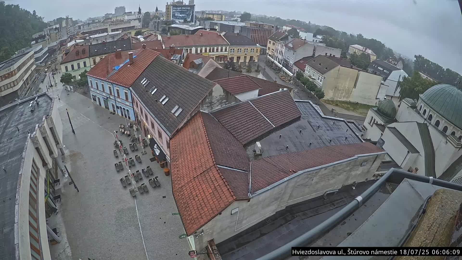 Trenčín Hviezdoslavova ul. Street &. Štúrovo Námestie Square West View Skyline Live Cam -  Trencin, Okres Trencin, Slovakia