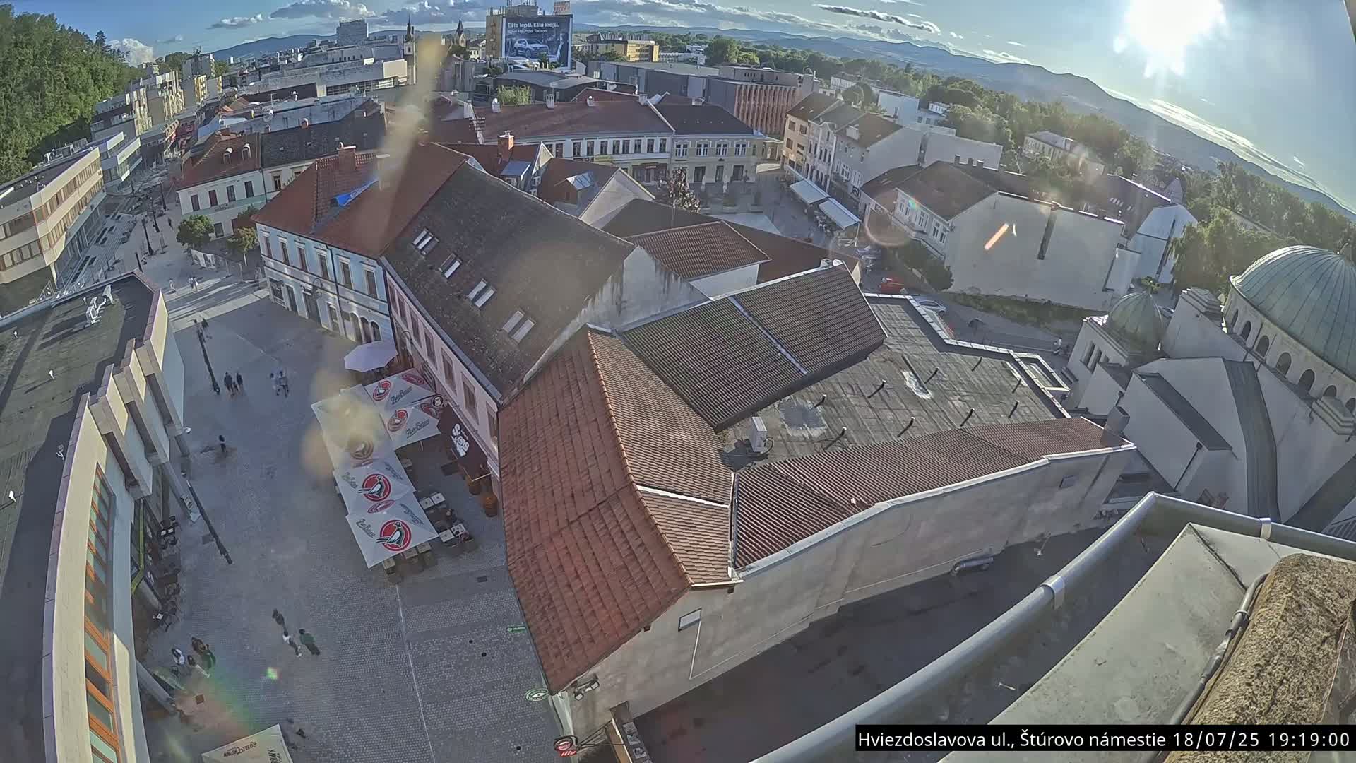 Trenčín Hviezdoslavova ul. Street &. Štúrovo Námestie Square West View Skyline Live Cam -  Trencin, Okres Trencin, Slovakia