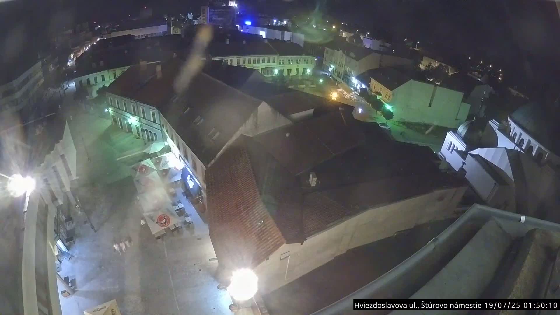 Trenčín Hviezdoslavova ul. Street &. Štúrovo Námestie Square West View Skyline Live Cam -  Trencin, Okres Trencin, Slovakia