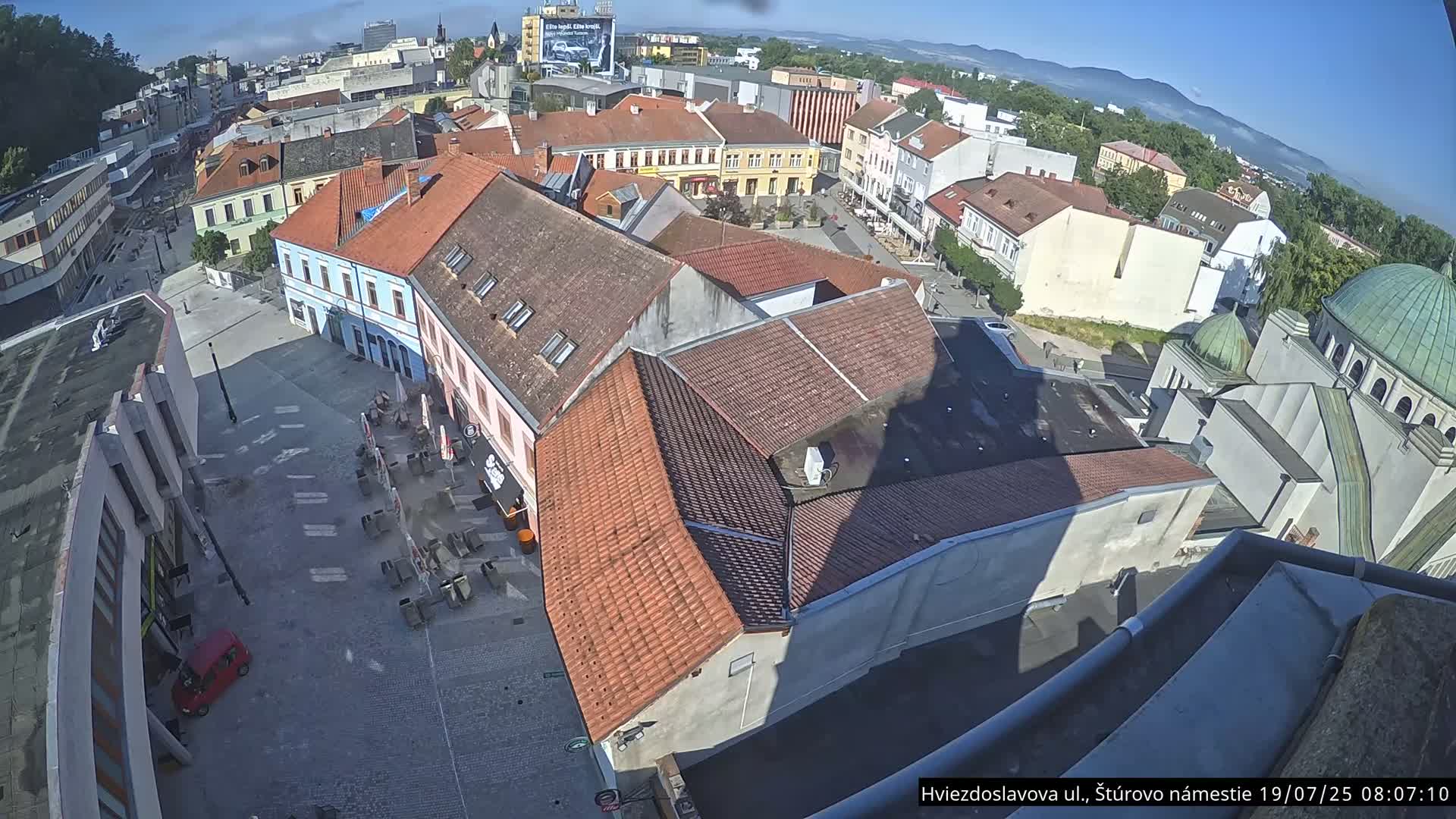 Trenčín Hviezdoslavova ul. Street &. Štúrovo Námestie Square West View Skyline Live Cam -  Trencin, Okres Trencin, Slovakia