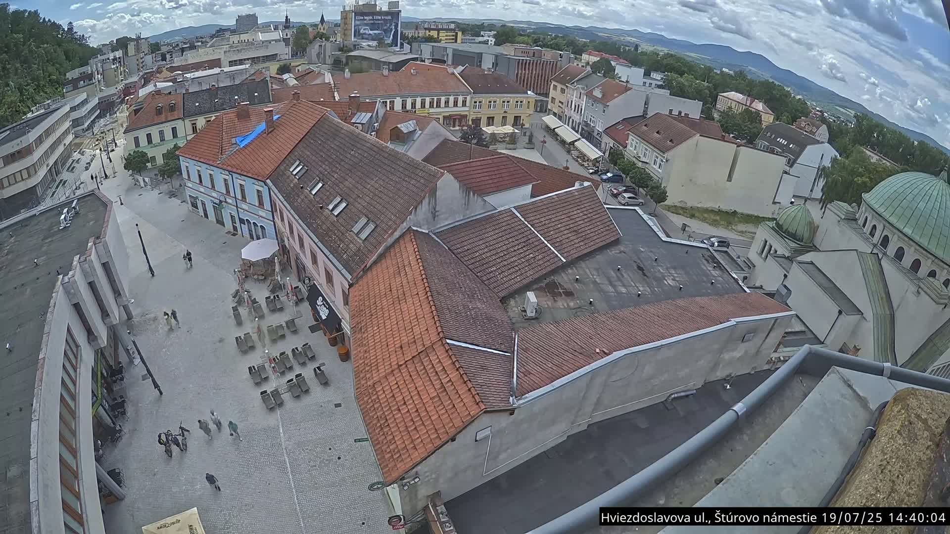 Trenčín Hviezdoslavova ul. Street &. Štúrovo Námestie Square West View Skyline Live Cam -  Trencin, Okres Trencin, Slovakia