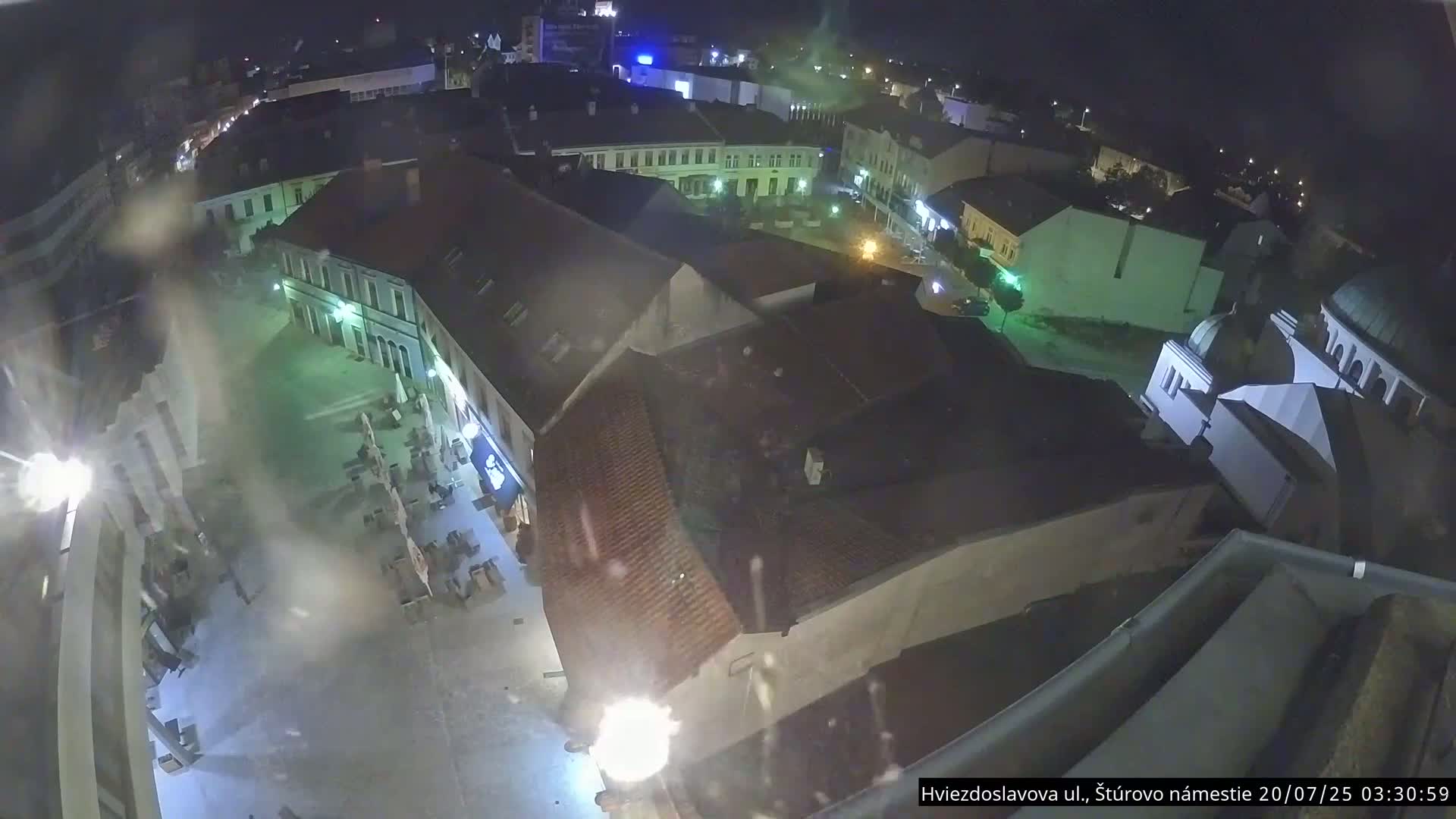 Trenčín Hviezdoslavova ul. Street &. Štúrovo Námestie Square West View Skyline Live Cam -  Trencin, Okres Trencin, Slovakia