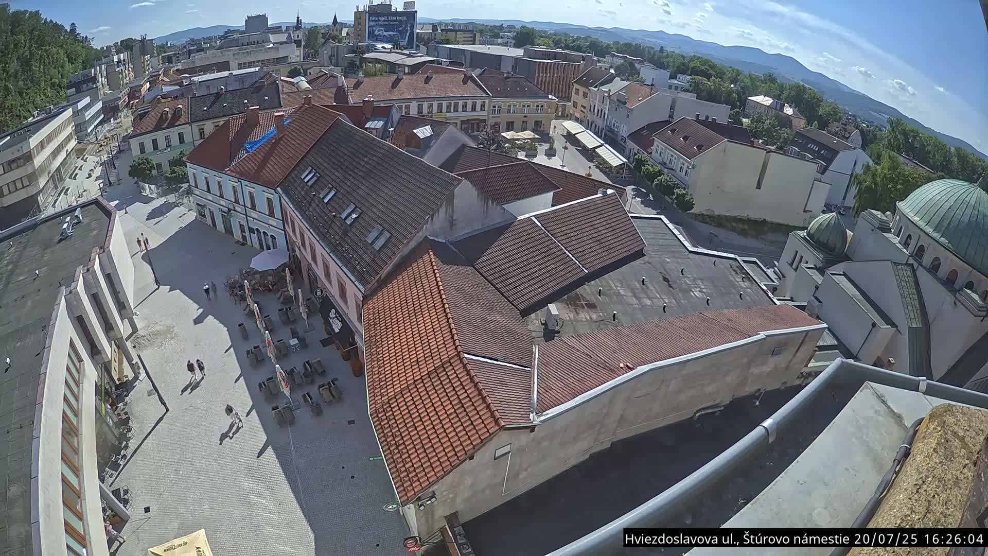 Trenčín Hviezdoslavova ul. Street &. Štúrovo Námestie Square West View Skyline Live Cam -  Trencin, Okres Trencin, Slovakia