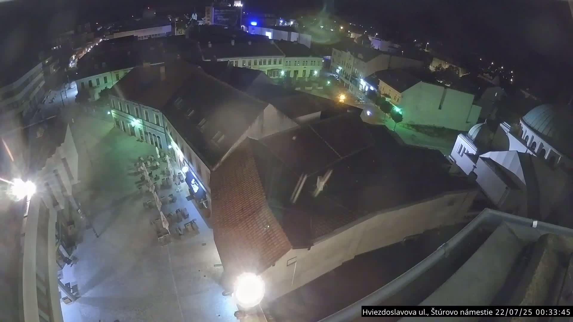 Trenčín Hviezdoslavova ul. Street &. Štúrovo Námestie Square West View Skyline Live Cam -  Trencin, Okres Trencin, Slovakia