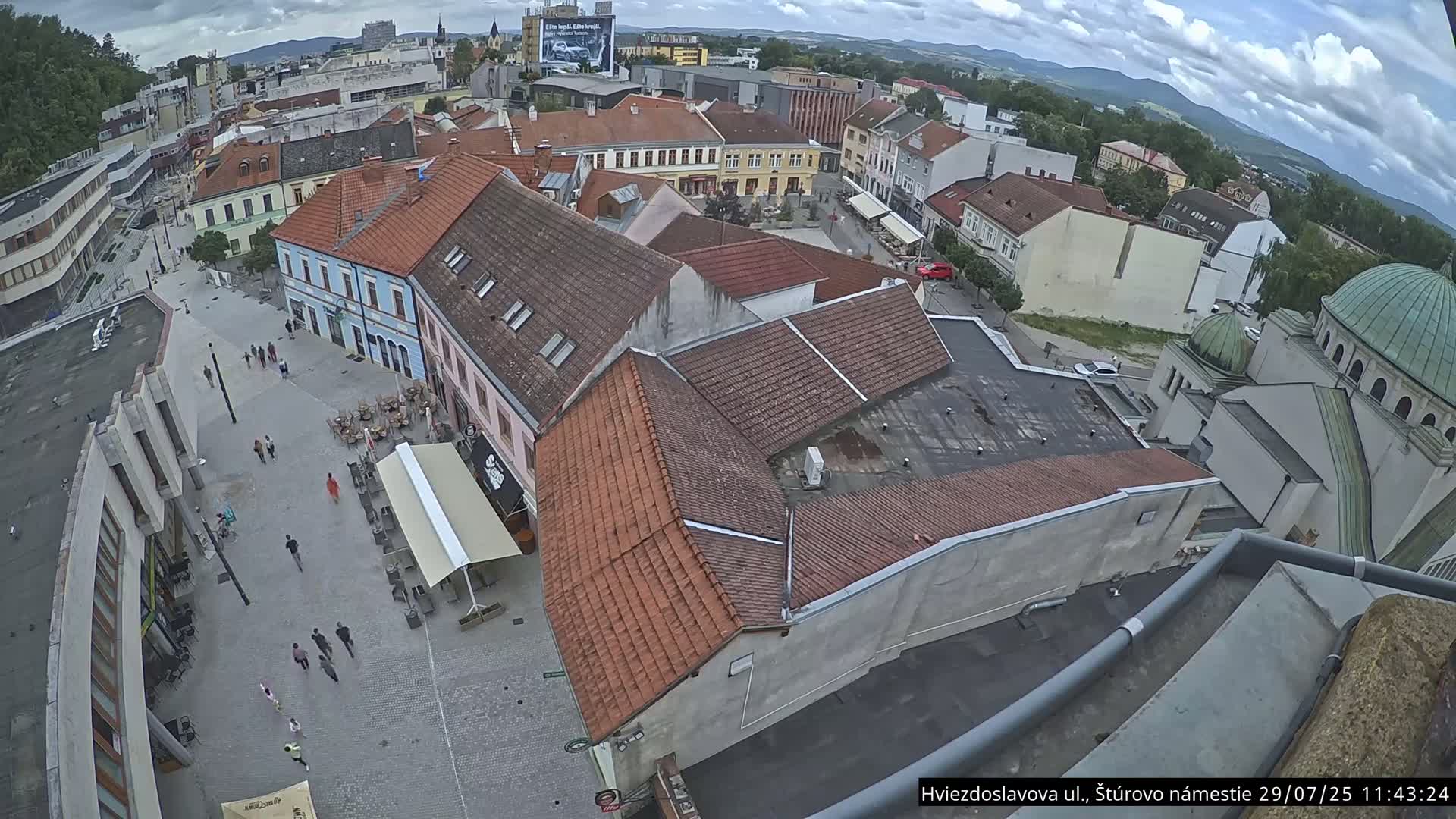 Trenčín Hviezdoslavova ul. Street &. Štúrovo Námestie Square West View Skyline Live Cam -  Trencin, Okres Trencin, Slovakia