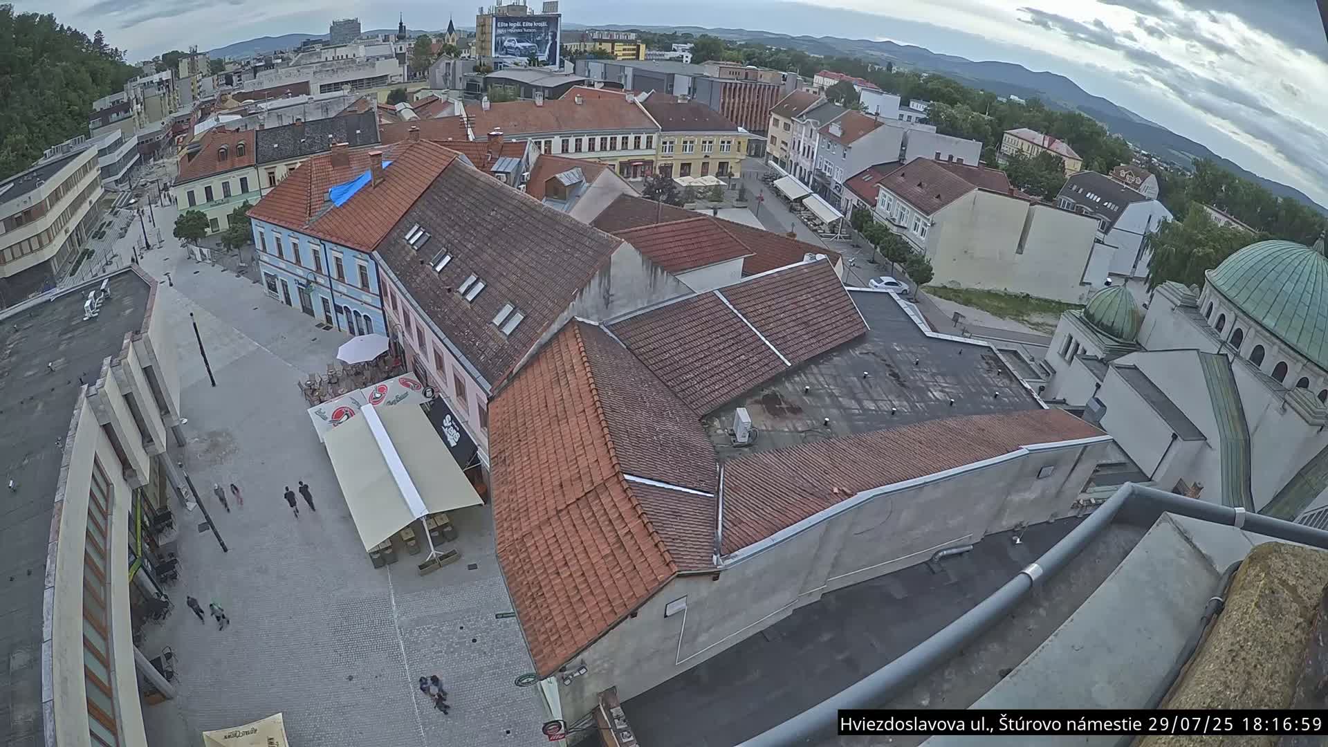 Trenčín Hviezdoslavova ul. Street &. Štúrovo Námestie Square West View Skyline Live Cam -  Trencin, Okres Trencin, Slovakia