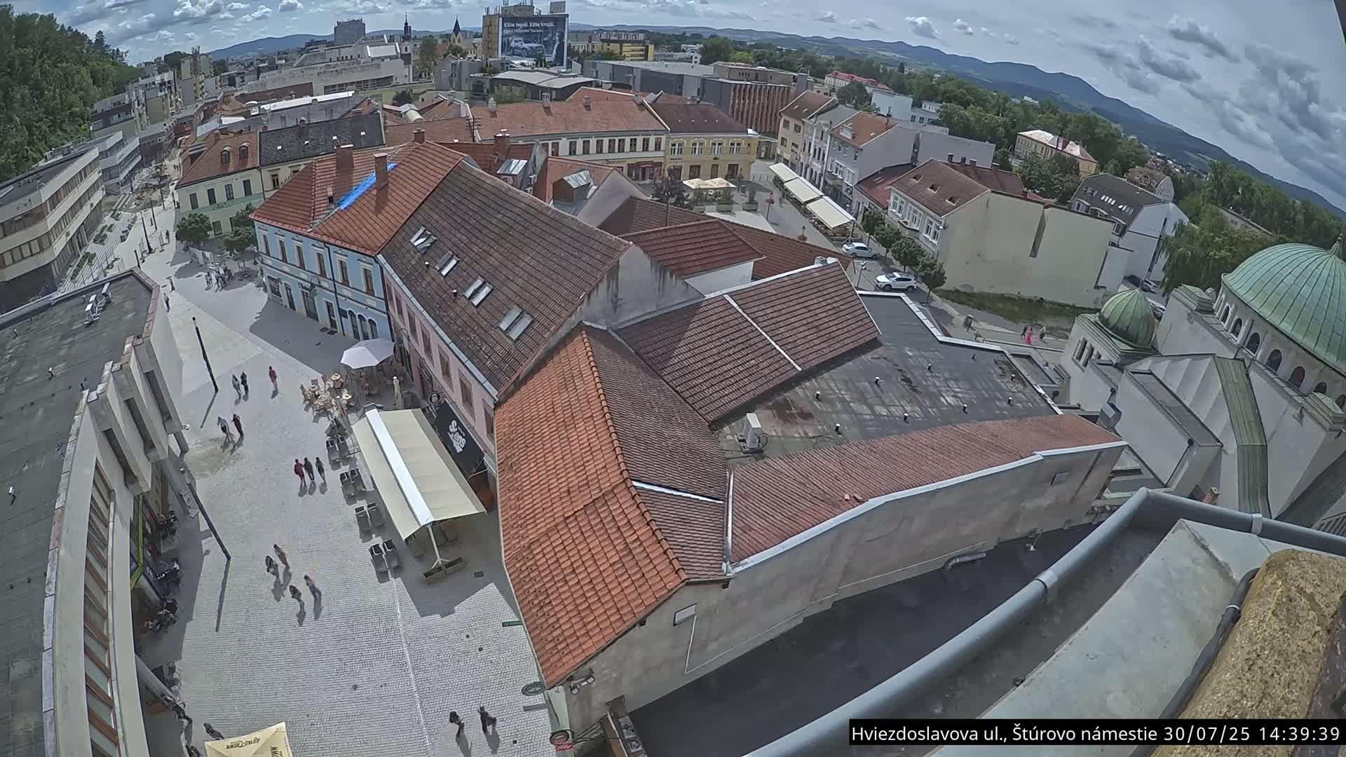 Trenčín Hviezdoslavova ul. Street &. Štúrovo Námestie Square West View Skyline Live Cam -  Trencin, Okres Trencin, Slovakia