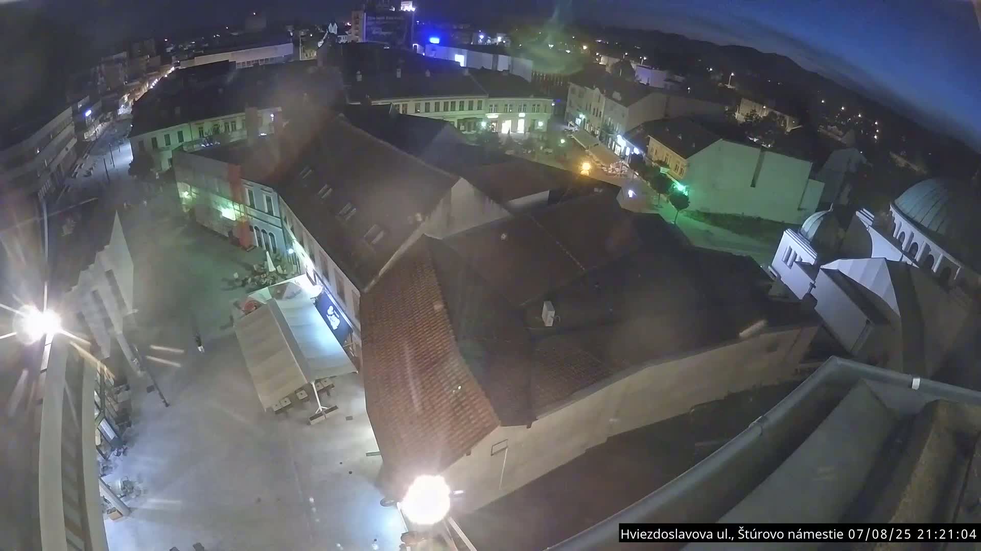 Trenčín Hviezdoslavova ul. Street &. Štúrovo Námestie Square West View Skyline Live Cam -  Trencin, Okres Trencin, Slovakia