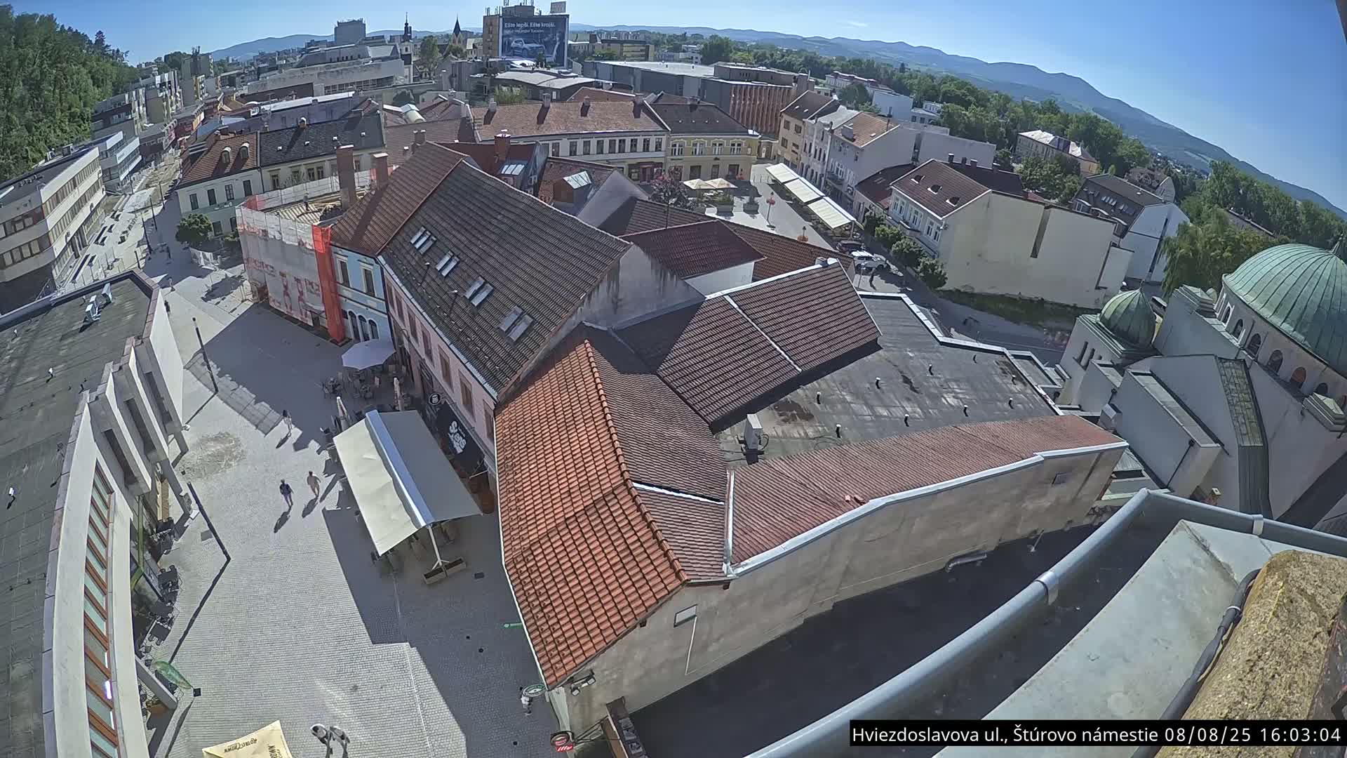 Trenčín Hviezdoslavova ul. Street &. Štúrovo Námestie Square West View Skyline Live Cam -  Trencin, Okres Trencin, Slovakia