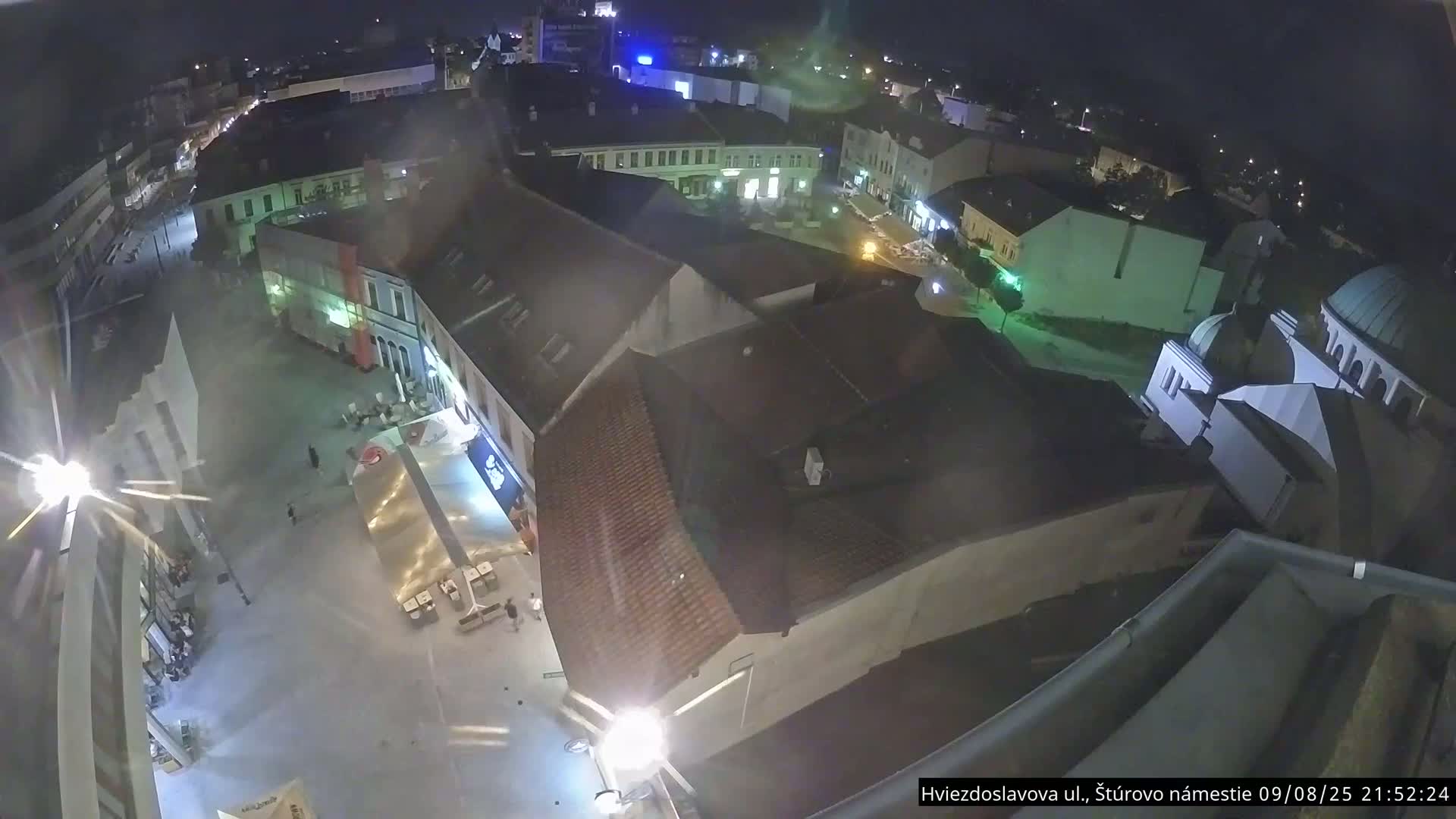 Trenčín Hviezdoslavova ul. Street &. Štúrovo Námestie Square West View Skyline Live Cam -  Trencin, Okres Trencin, Slovakia