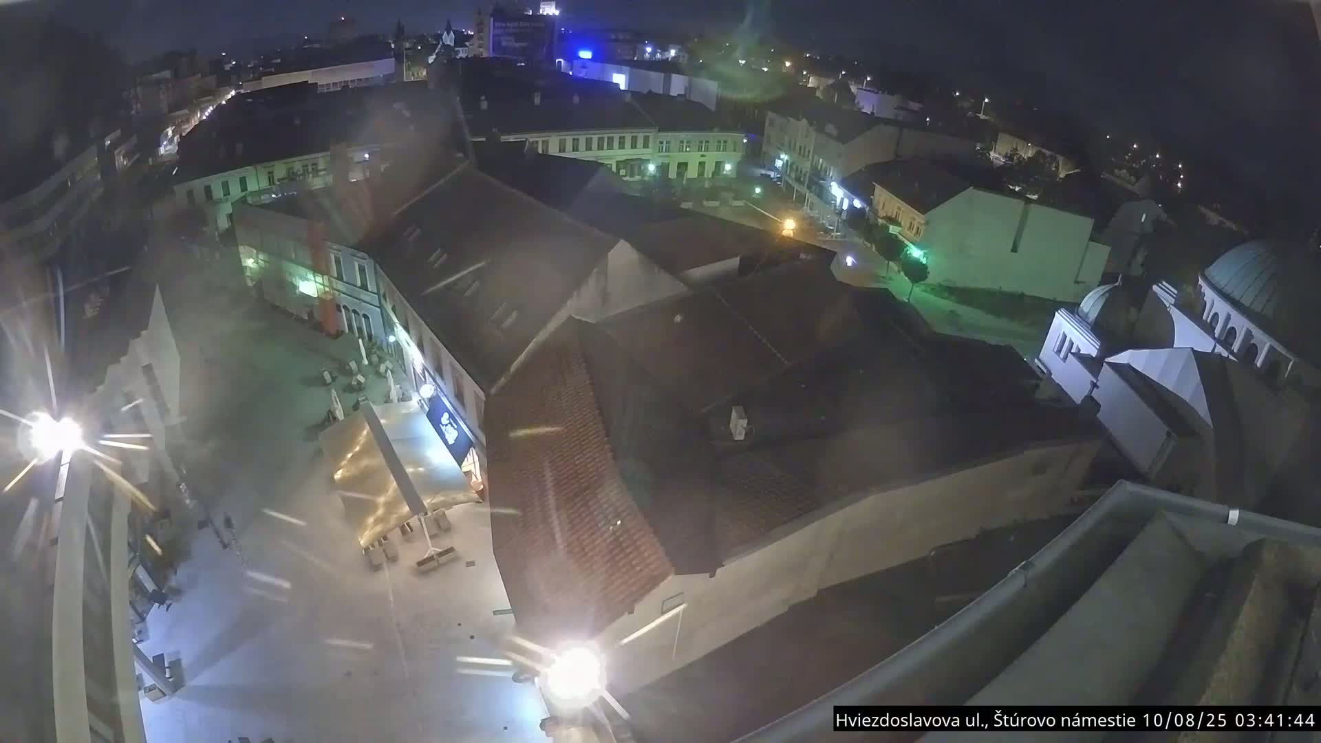 Trenčín Hviezdoslavova ul. Street &. Štúrovo Námestie Square West View Skyline Live Cam -  Trencin, Okres Trencin, Slovakia