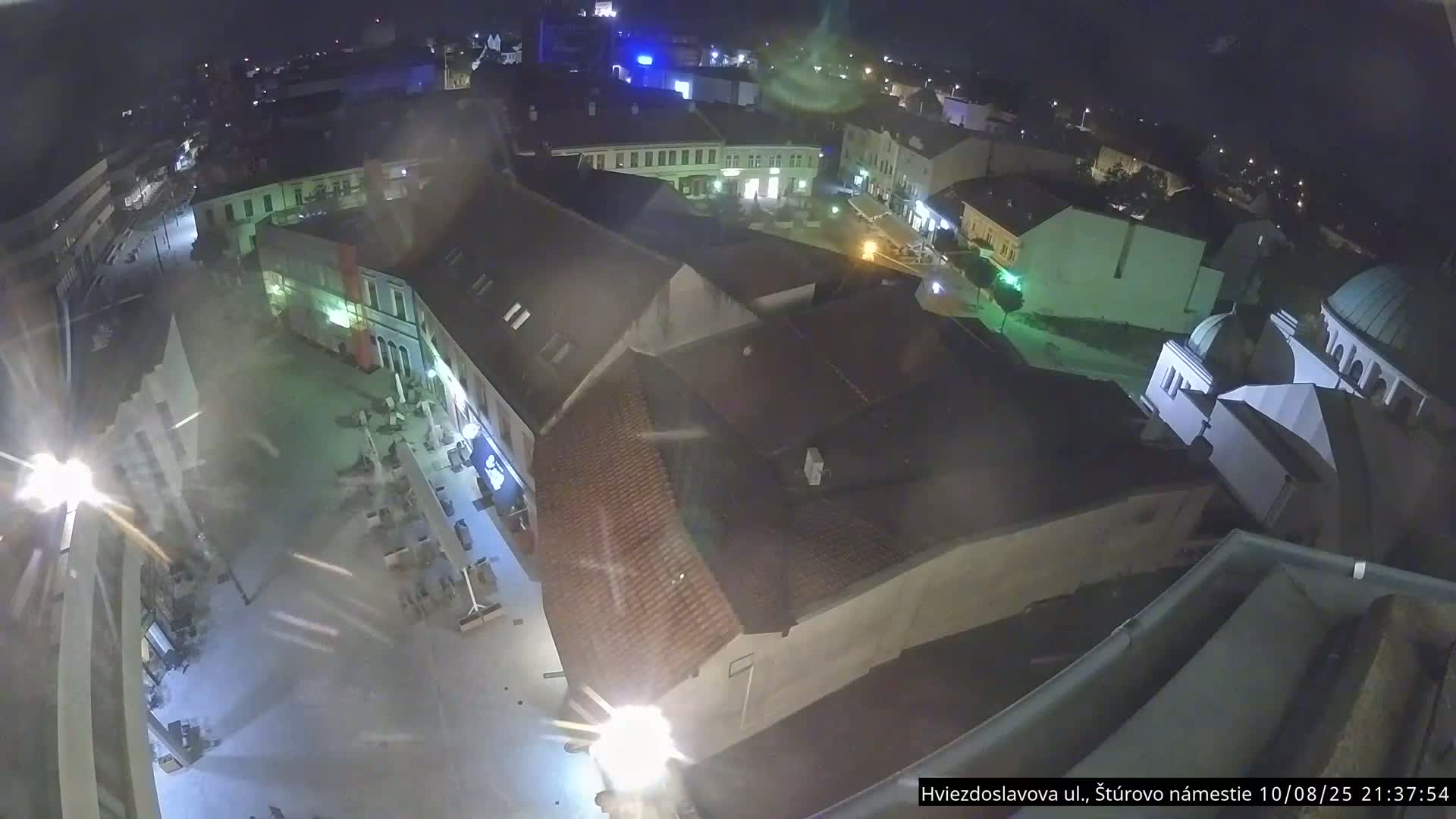 Trenčín Hviezdoslavova ul. Street &. Štúrovo Námestie Square West View Skyline Live Cam -  Trencin, Okres Trencin, Slovakia