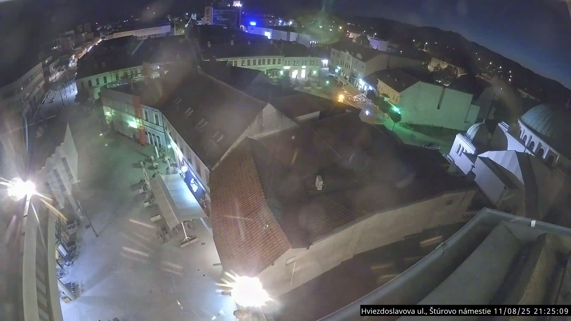 Trenčín Hviezdoslavova ul. Street &. Štúrovo Námestie Square West View Skyline Live Cam -  Trencin, Okres Trencin, Slovakia