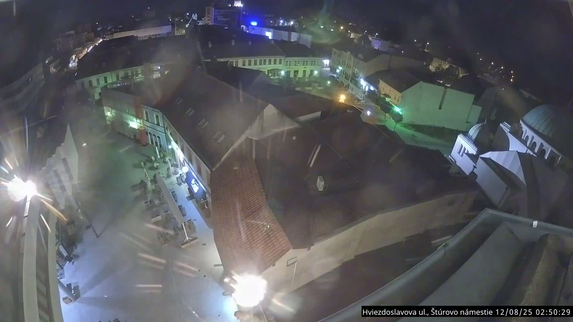 Trenčín Hviezdoslavova ul. Street &. Štúrovo Námestie Square West View Skyline Live Cam -  Trencin, Okres Trencin, Slovakia