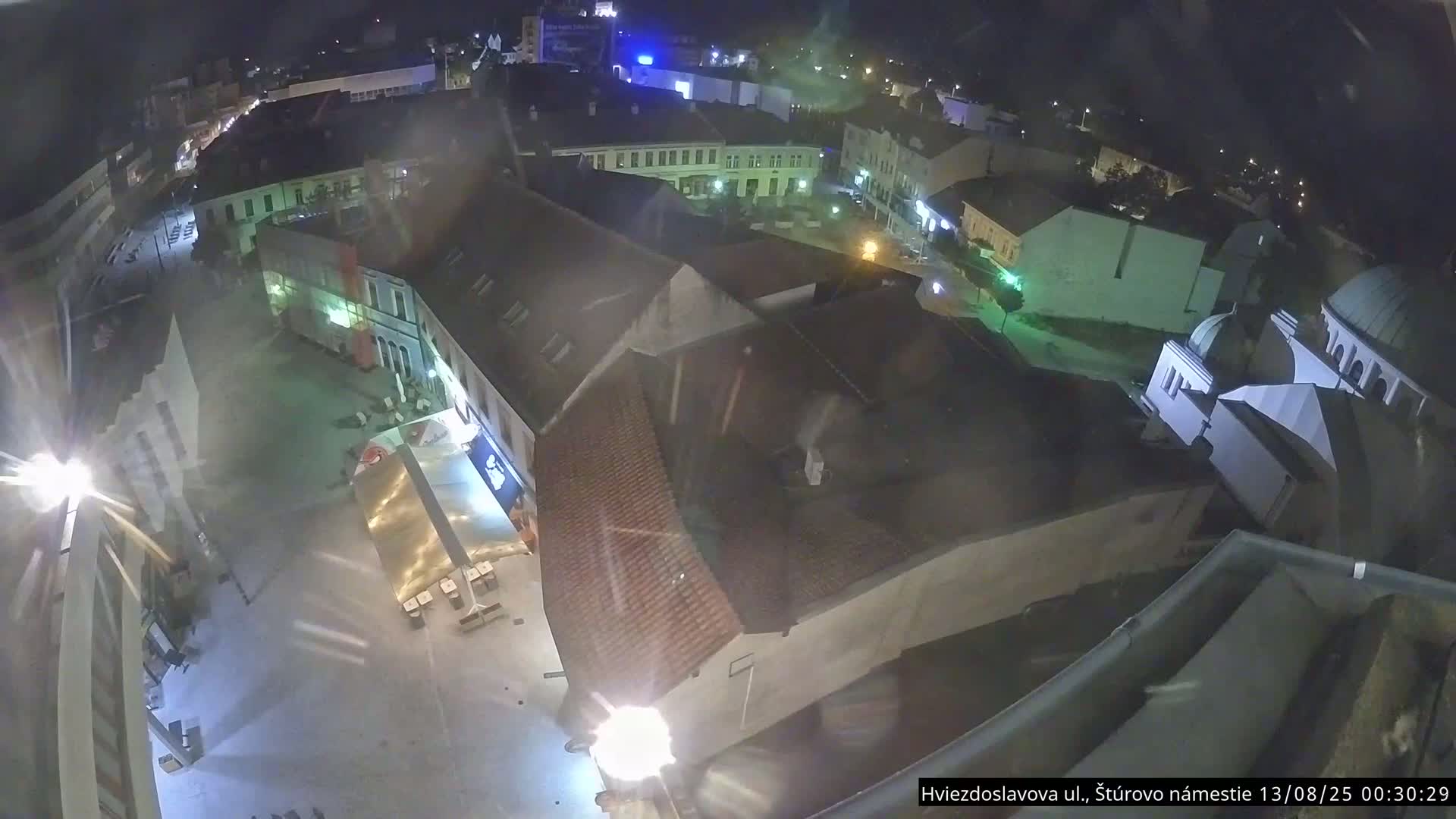 Trenčín Hviezdoslavova ul. Street &. Štúrovo Námestie Square West View Skyline Live Cam -  Trencin, Okres Trencin, Slovakia