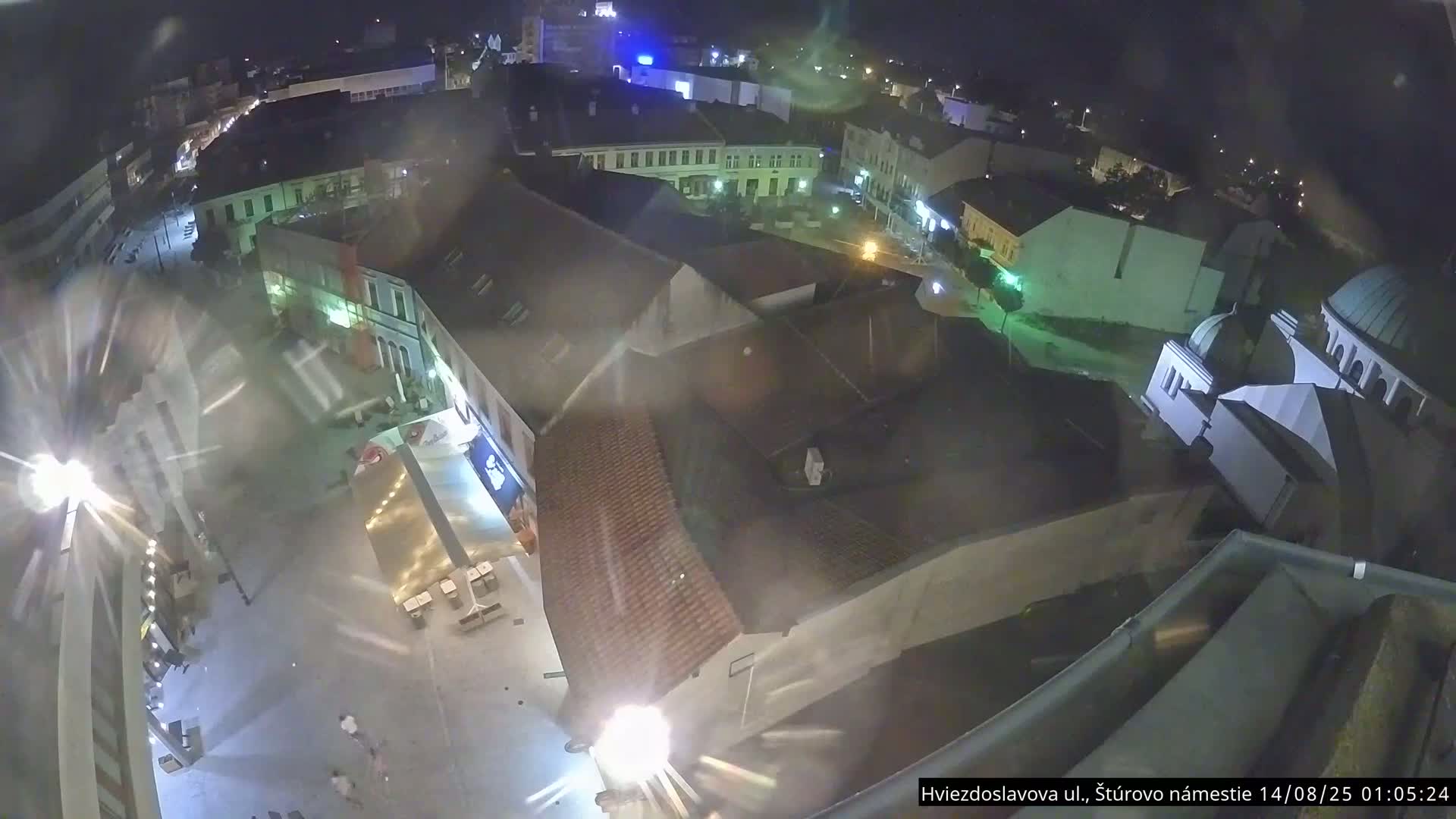 Trenčín Hviezdoslavova ul. Street &. Štúrovo Námestie Square West View Skyline Live Cam -  Trencin, Okres Trencin, Slovakia