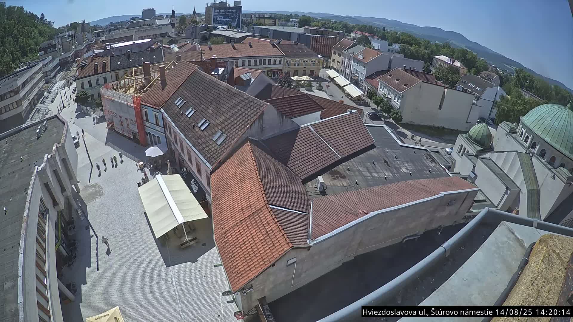 Trenčín Hviezdoslavova ul. Street &. Štúrovo Námestie Square West View Skyline Live Cam -  Trencin, Okres Trencin, Slovakia