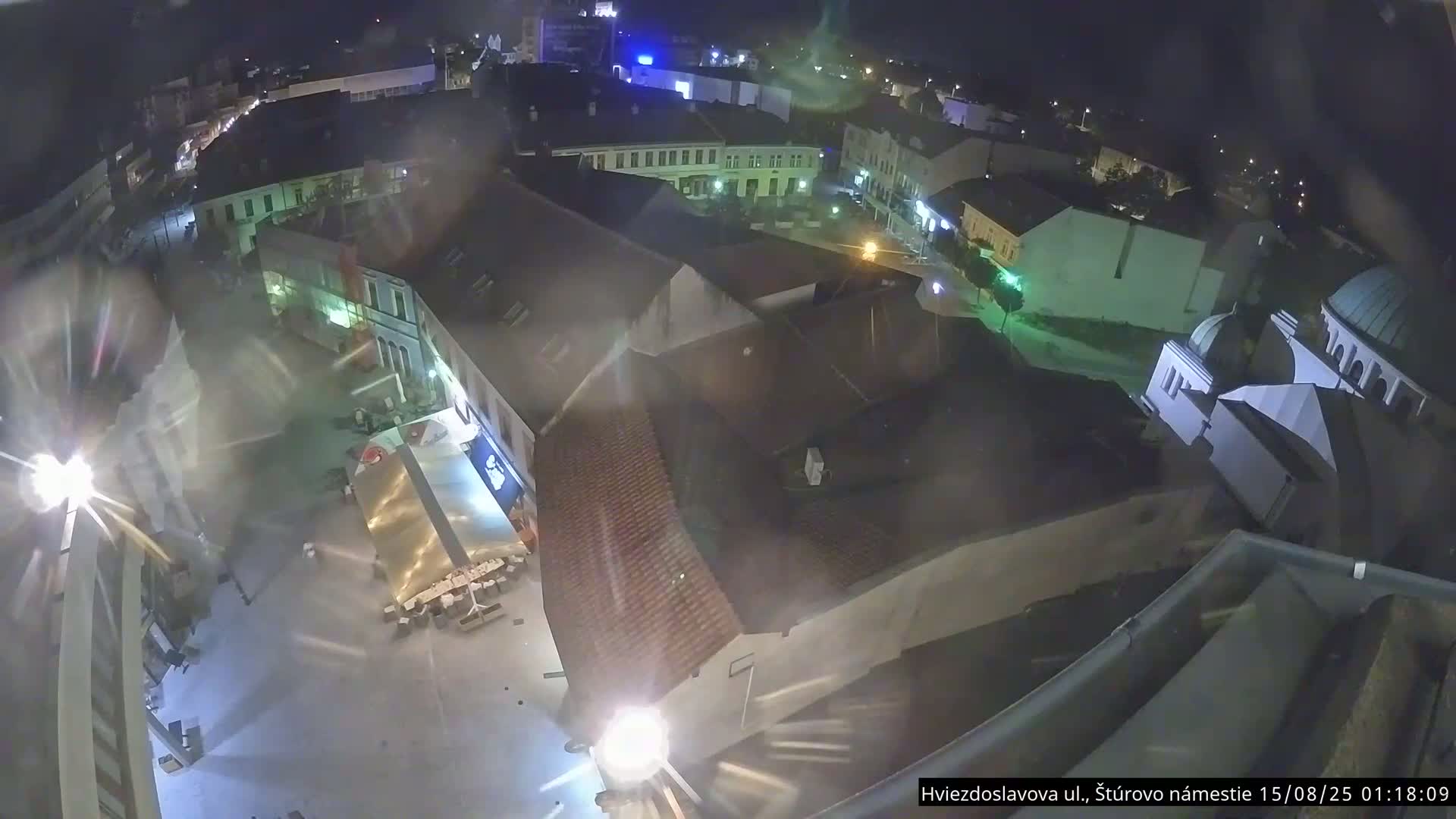 Trenčín Hviezdoslavova ul. Street &. Štúrovo Námestie Square West View Skyline Live Cam -  Trencin, Okres Trencin, Slovakia