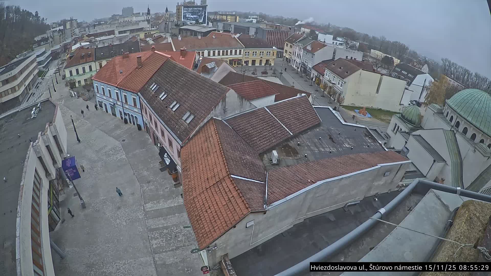 Trenčín Hviezdoslavova ul. Street &. Štúrovo Námestie Square West View Skyline Live Cam -  Trencin, Okres Trencin, Slovakia
