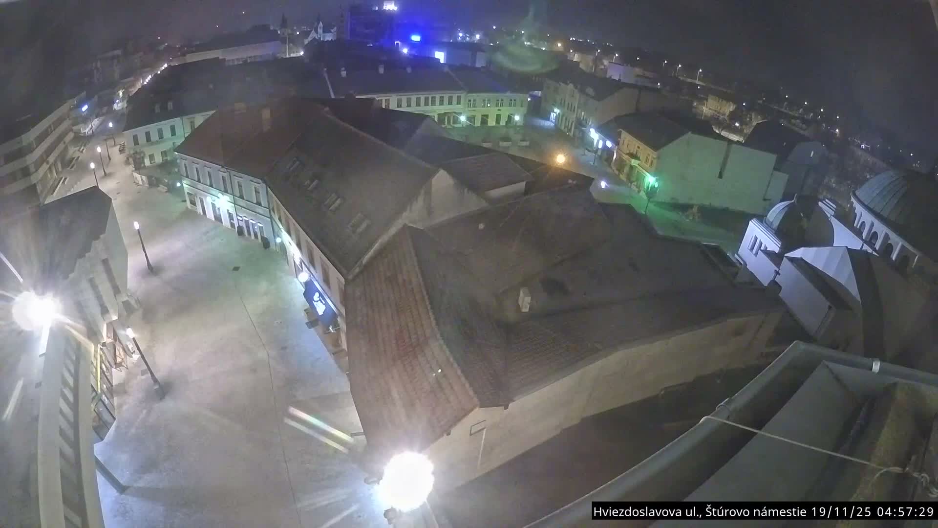 Trenčín Hviezdoslavova ul. Street &. Štúrovo Námestie Square West View Skyline Live Cam -  Trencin, Okres Trencin, Slovakia