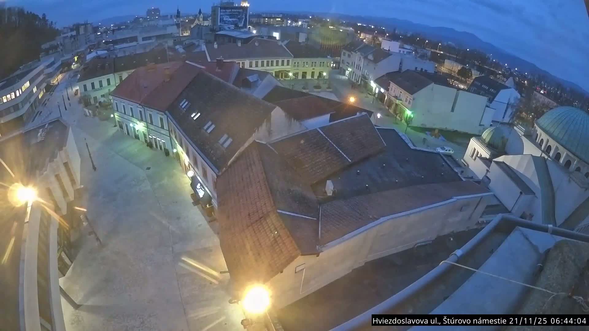 Trenčín Hviezdoslavova ul. Street &. Štúrovo Námestie Square West View Skyline Live Cam -  Trencin, Okres Trencin, Slovakia