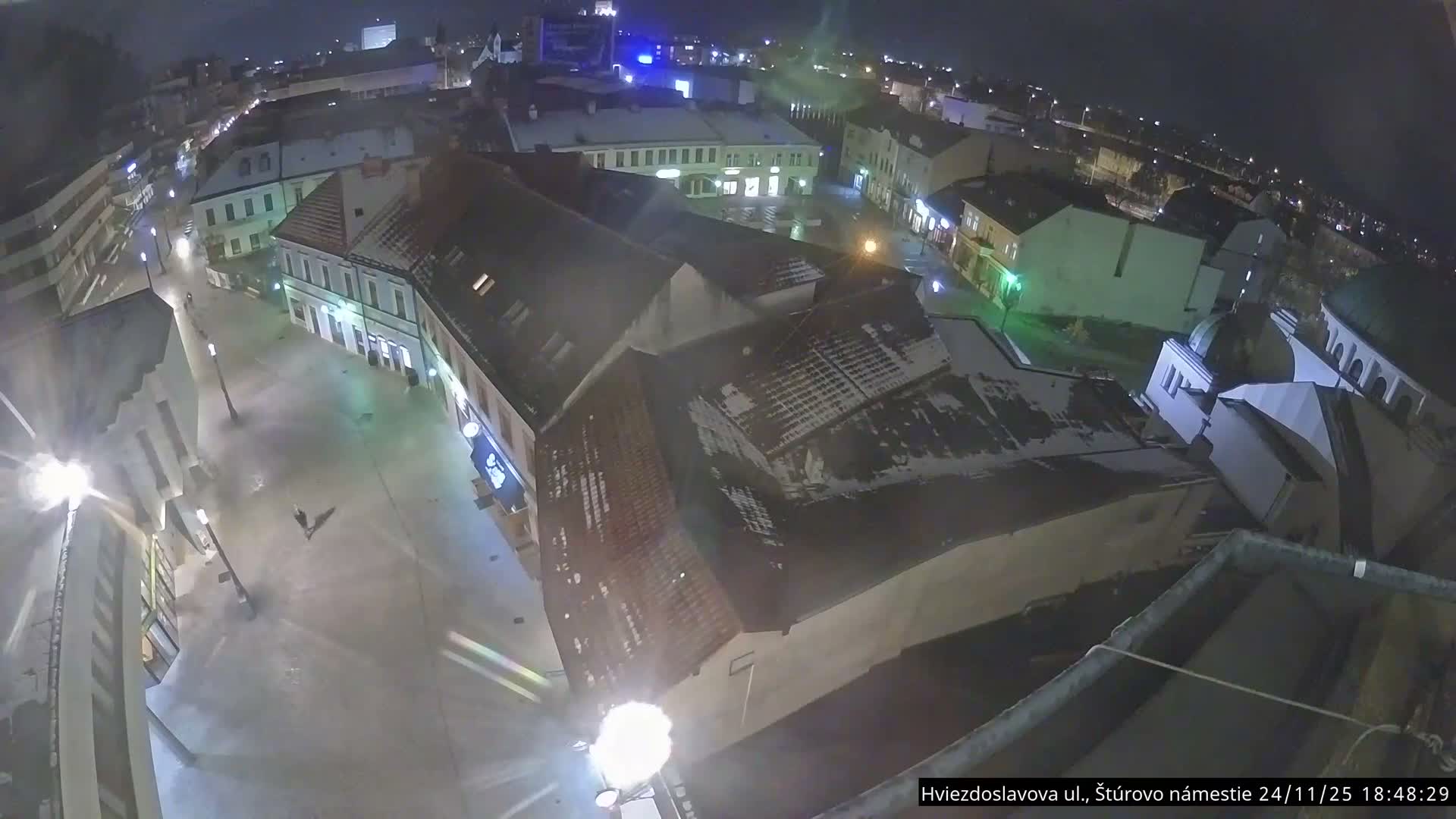 Trenčín Hviezdoslavova ul. Street &. Štúrovo Námestie Square West View Skyline Live Cam -  Trencin, Okres Trencin, Slovakia