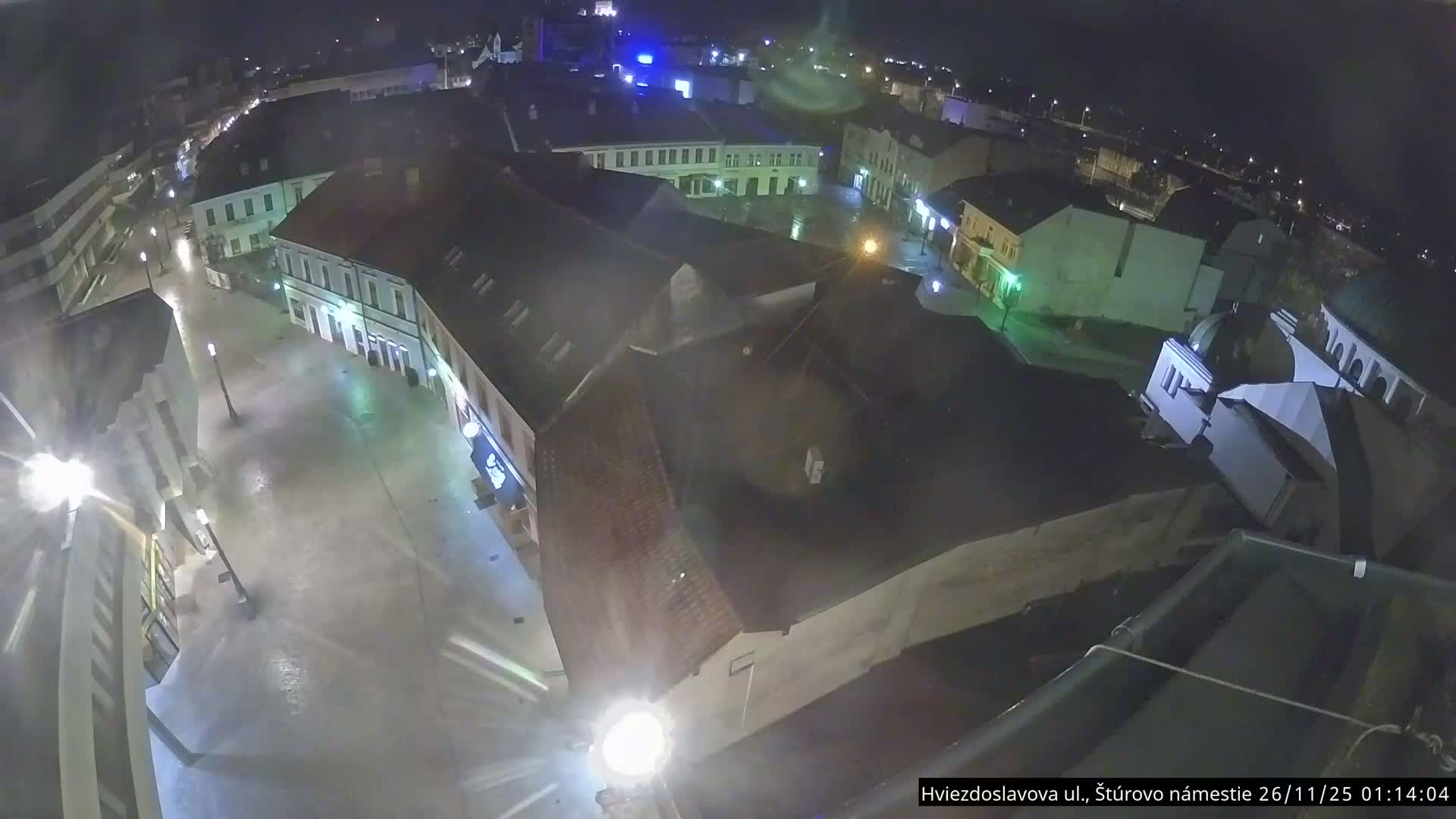 Trenčín Hviezdoslavova ul. Street &. Štúrovo Námestie Square West View Skyline Live Cam -  Trencin, Okres Trencin, Slovakia