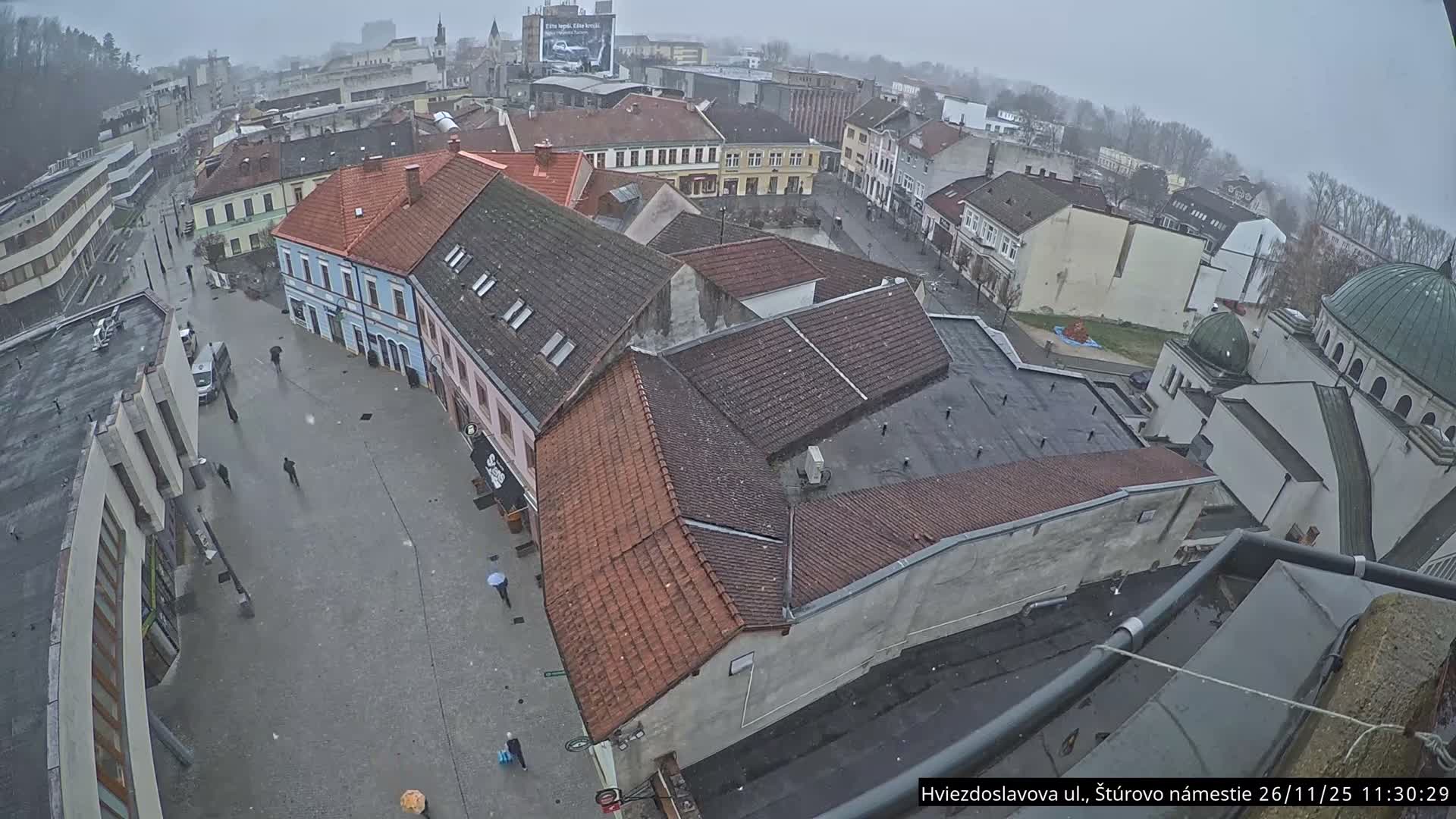 Trenčín Hviezdoslavova ul. Street &. Štúrovo Námestie Square West View Skyline Live Cam -  Trencin, Okres Trencin, Slovakia