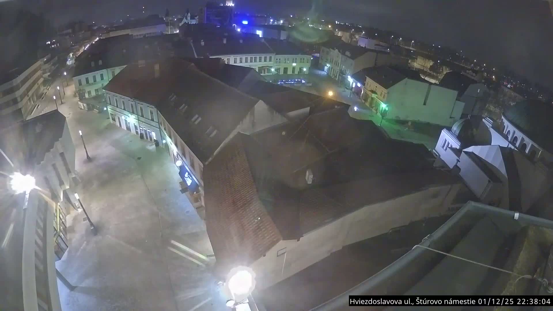 Trenčín Hviezdoslavova ul. Street &. Štúrovo Námestie Square West View Skyline Live Cam -  Trencin, Okres Trencin, Slovakia