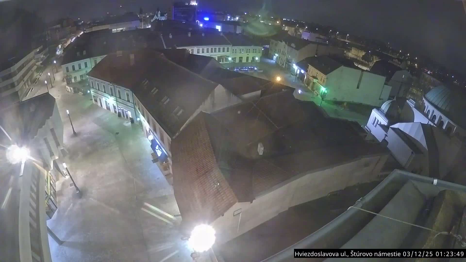 Trenčín Hviezdoslavova ul. Street &. Štúrovo Námestie Square West View Skyline Live Cam -  Trencin, Okres Trencin, Slovakia