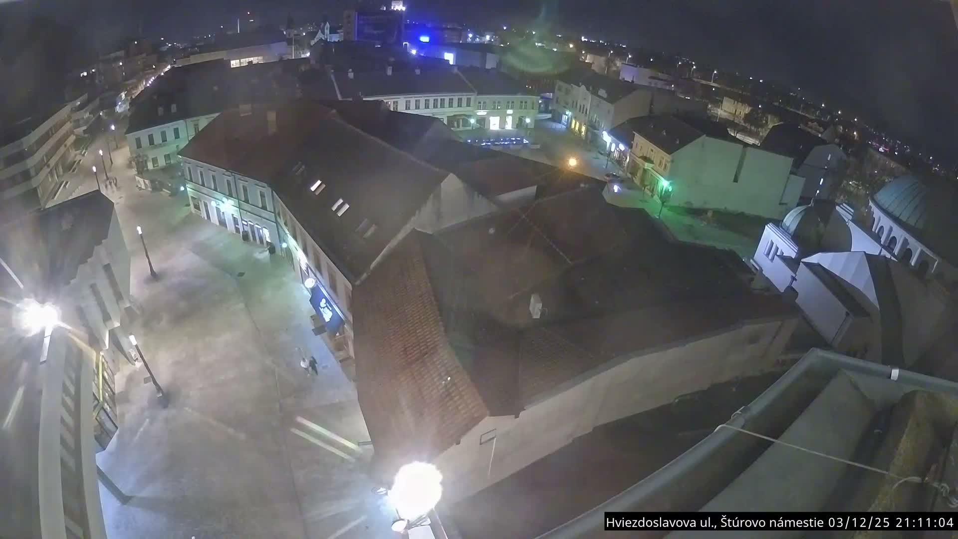 Trenčín Hviezdoslavova ul. Street &. Štúrovo Námestie Square West View Skyline Live Cam -  Trencin, Okres Trencin, Slovakia