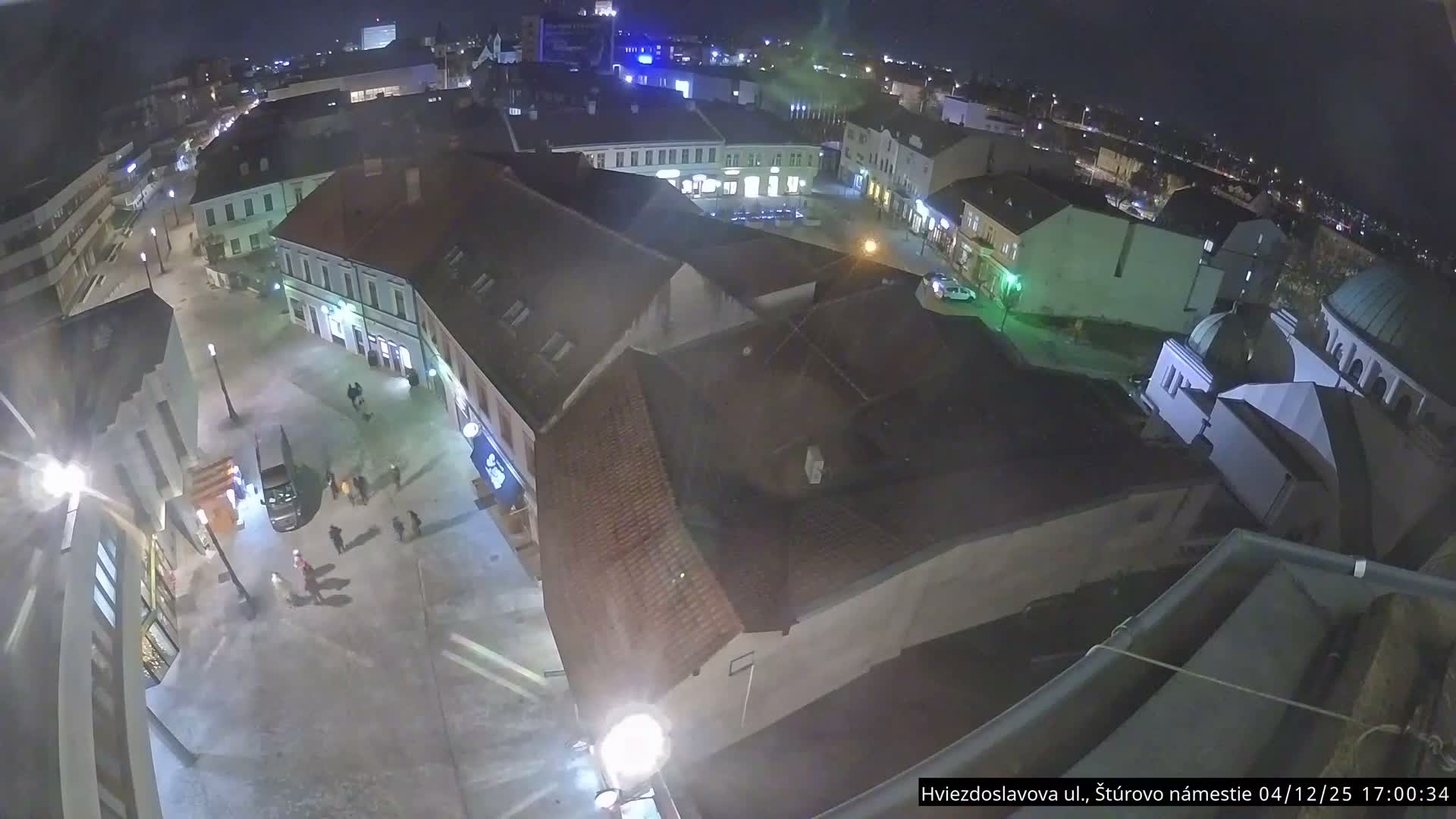 Trenčín Hviezdoslavova ul. Street &. Štúrovo Námestie Square West View Skyline Live Cam -  Trencin, Okres Trencin, Slovakia