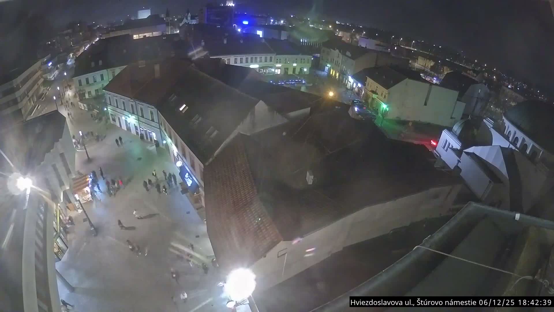 Trenčín Hviezdoslavova ul. Street &. Štúrovo Námestie Square West View Skyline Live Cam -  Trencin, Okres Trencin, Slovakia