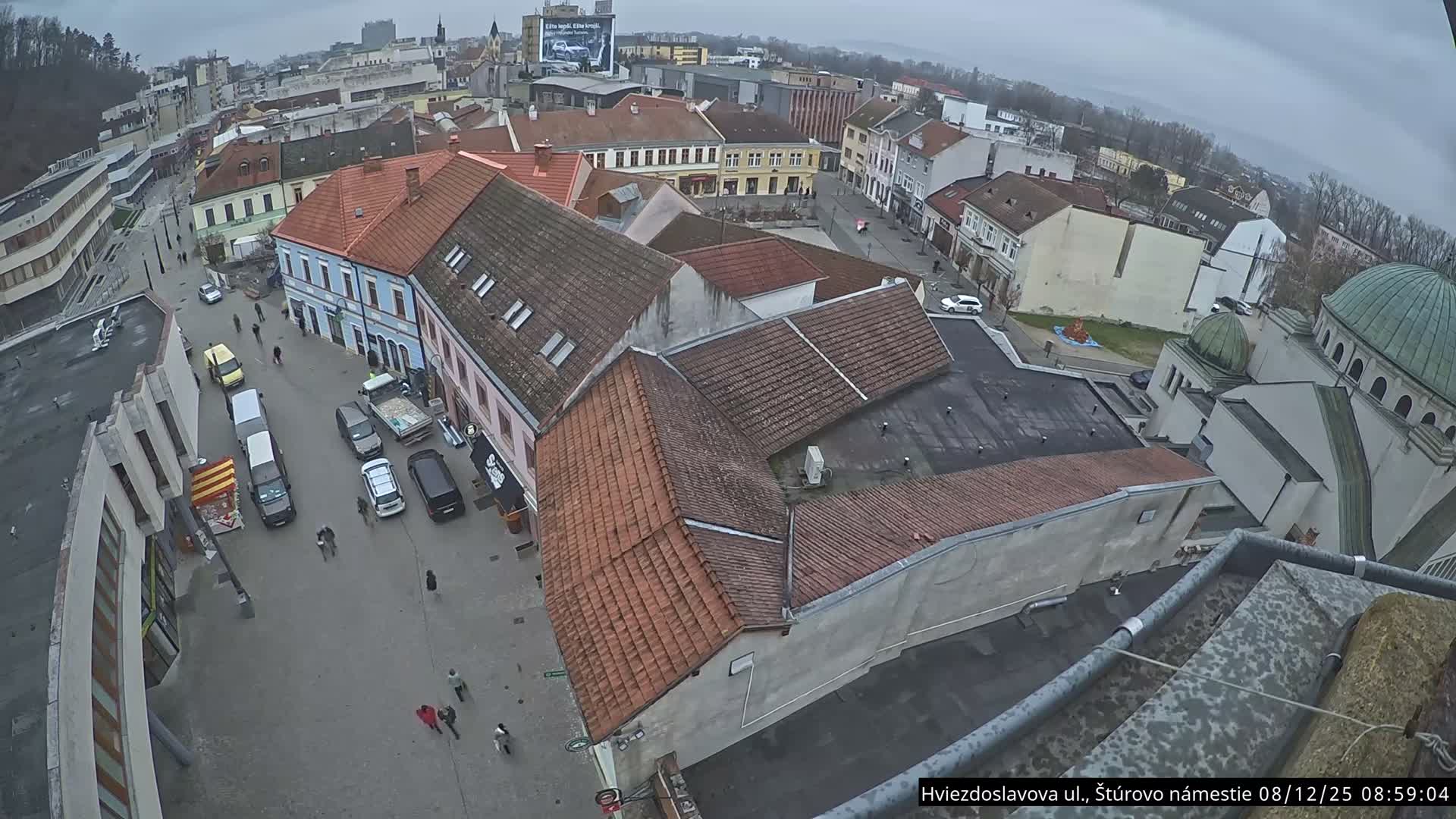 Trenčín Hviezdoslavova ul. Street &. Štúrovo Námestie Square West View Skyline Live Cam -  Trencin, Okres Trencin, Slovakia